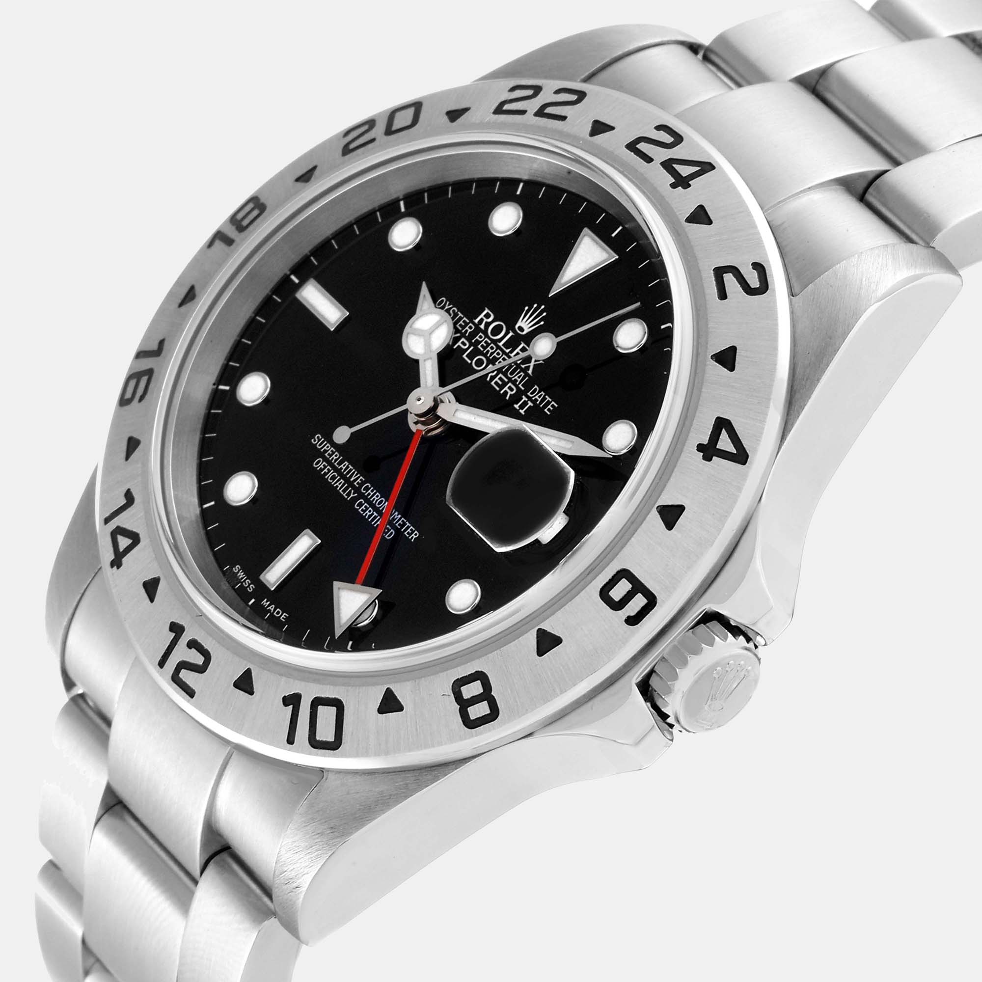 

Rolex Black Stainless Steel Explorer II 16570 Men's Wristwatch 40 mm