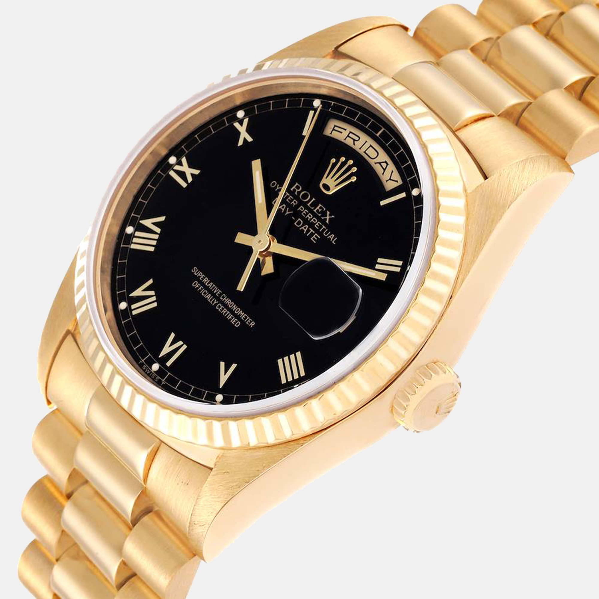 

Rolex President Day-Date Black Dial Yellow Gold Men's Watch 18238