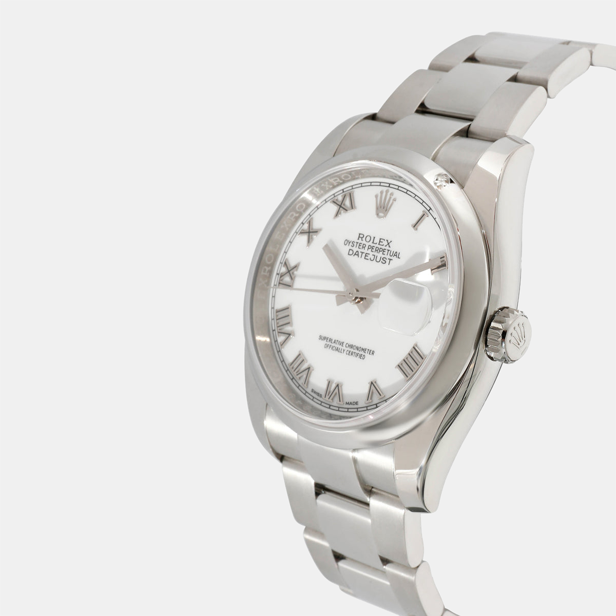 

Rolex White Stainless Steel Datejust 116200 Men's Wristwatch 36 mm