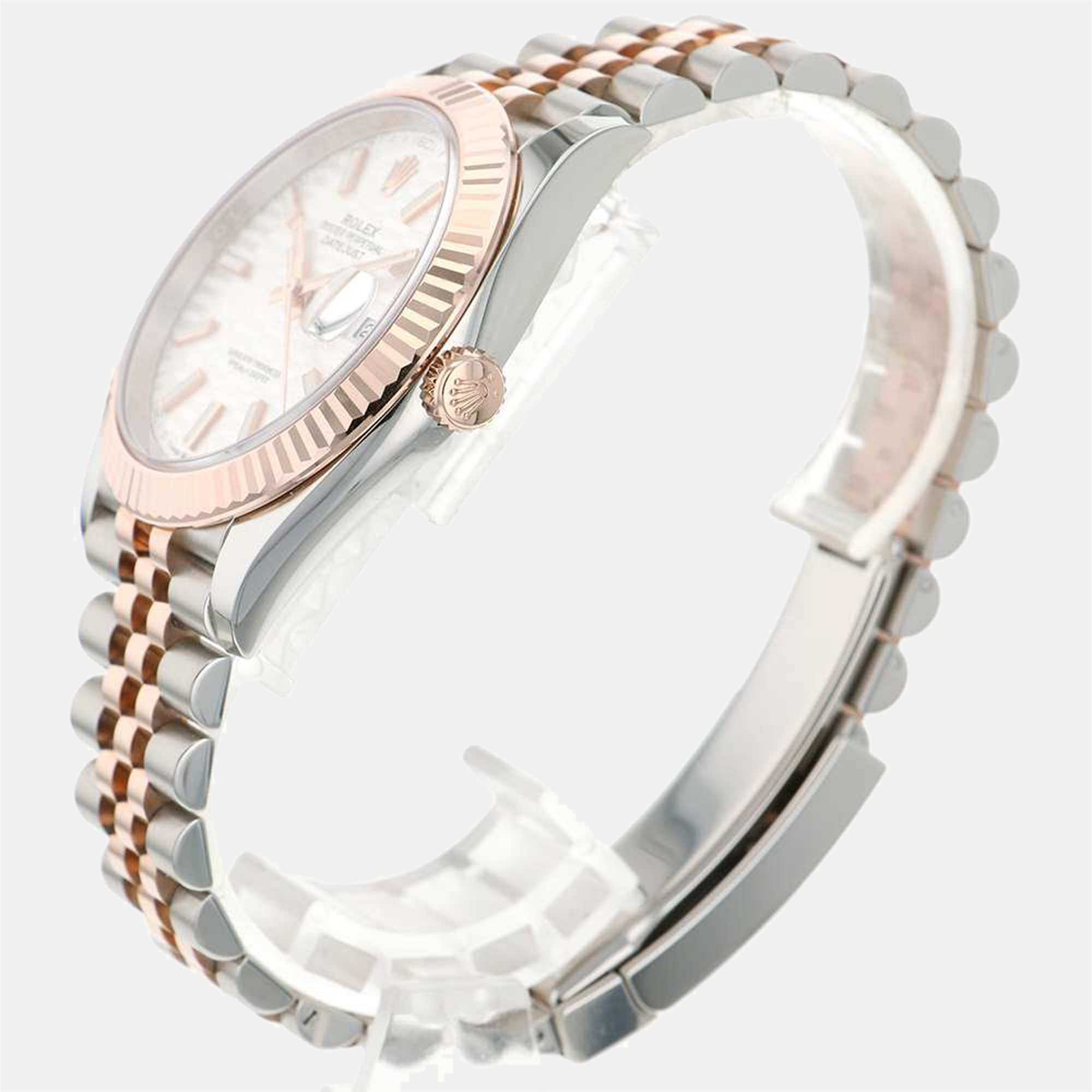 

Rolex Silver 18k Rose Gold And Stainless Steel Datejust 126331 Men's Wristwatch 41 mm