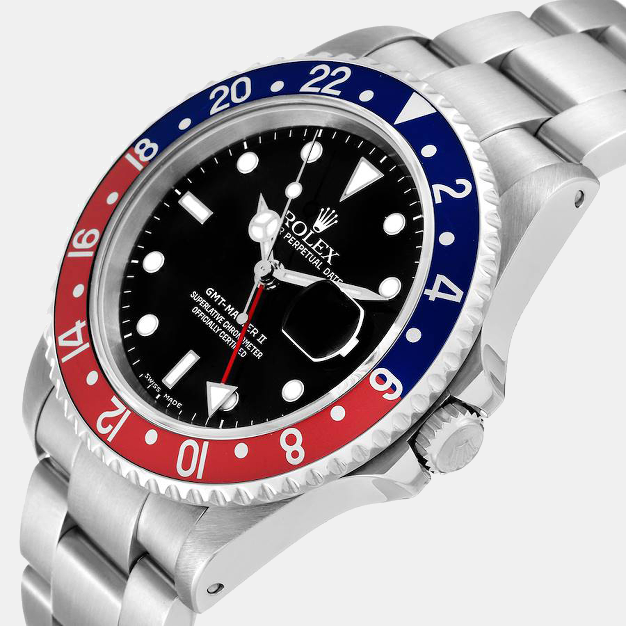 

Rolex GMT Master II Blue Red Pepsi Dial Men's Watch 16710, Black