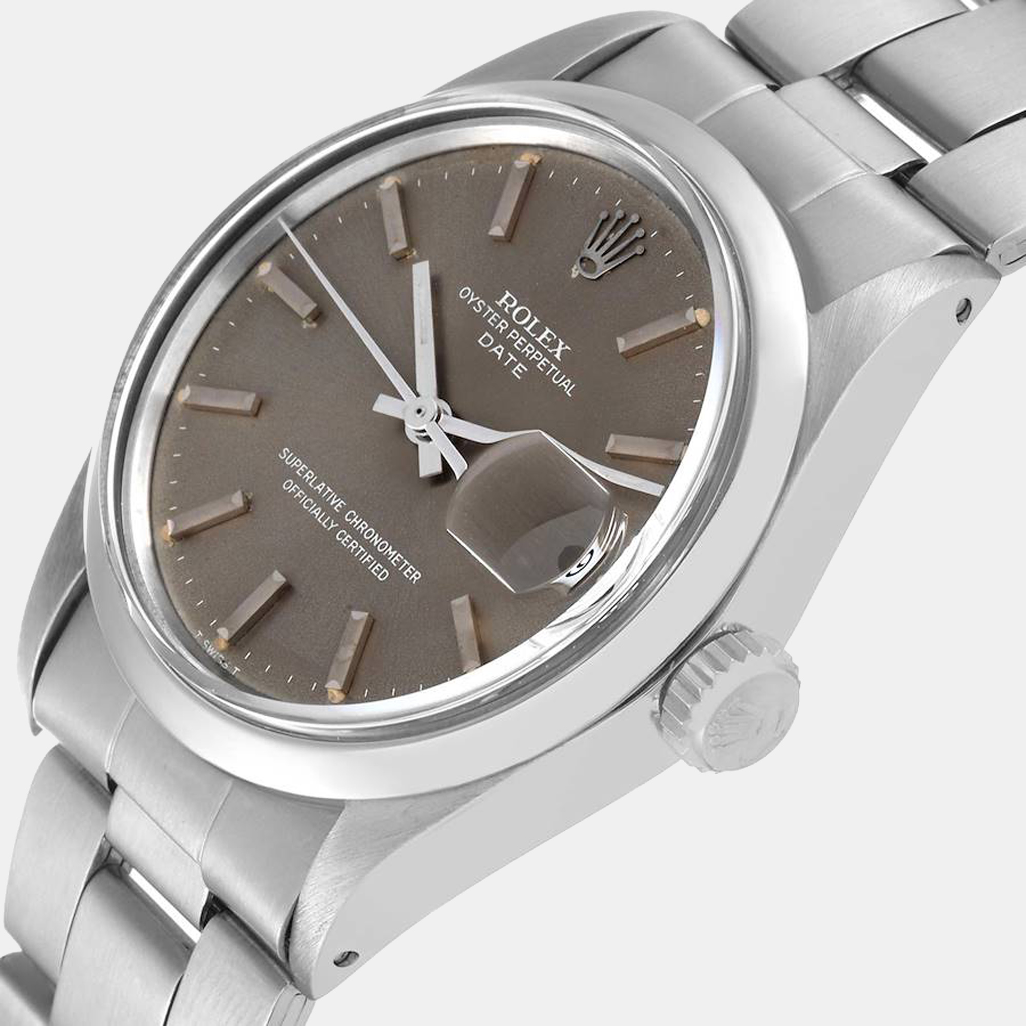 

Rolex Grey Stainless Steel Oyster Perpetual Date 1500 Men's Wristwatch 35 mm