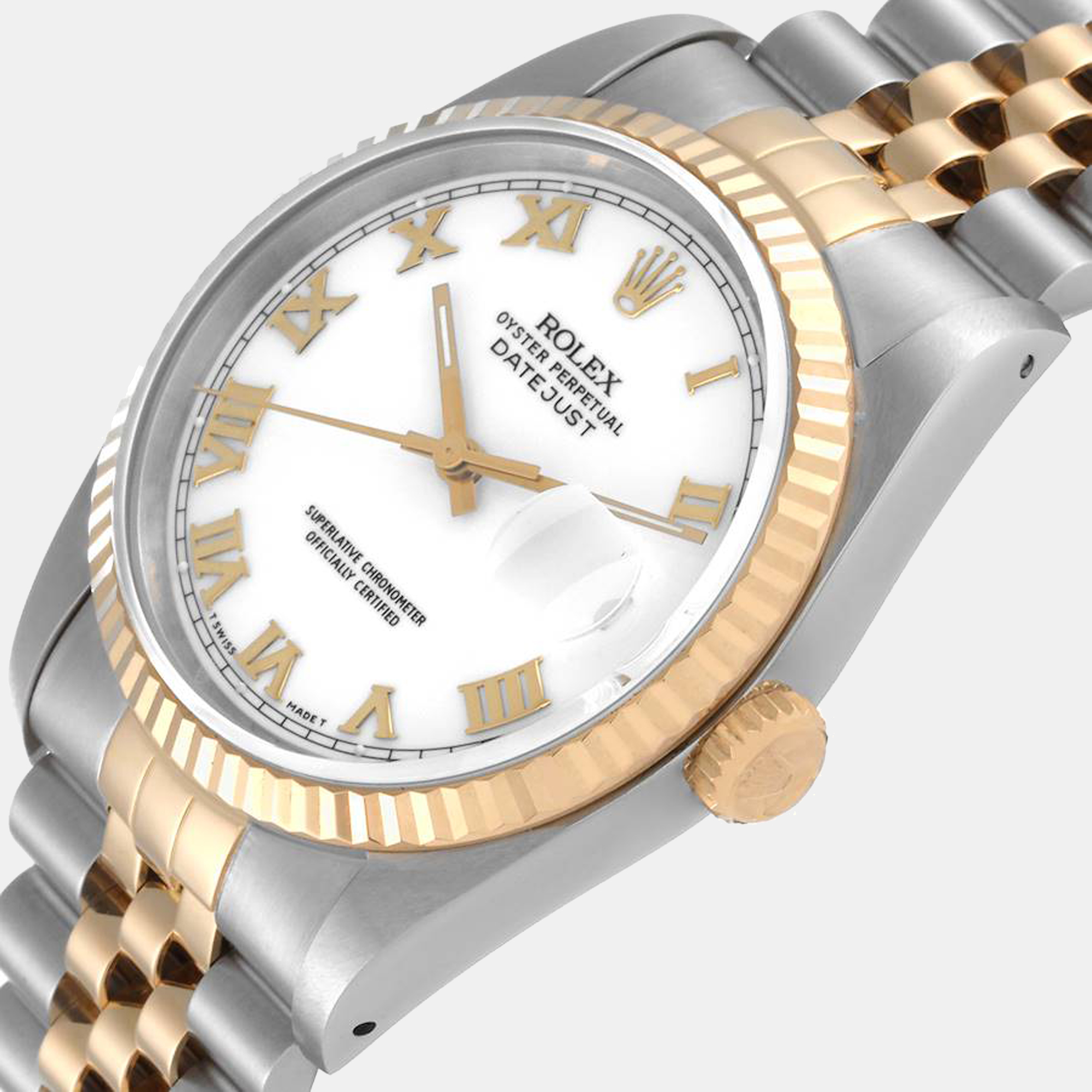 

Rolex Datejust White Roman Dial Men's Watch 16233