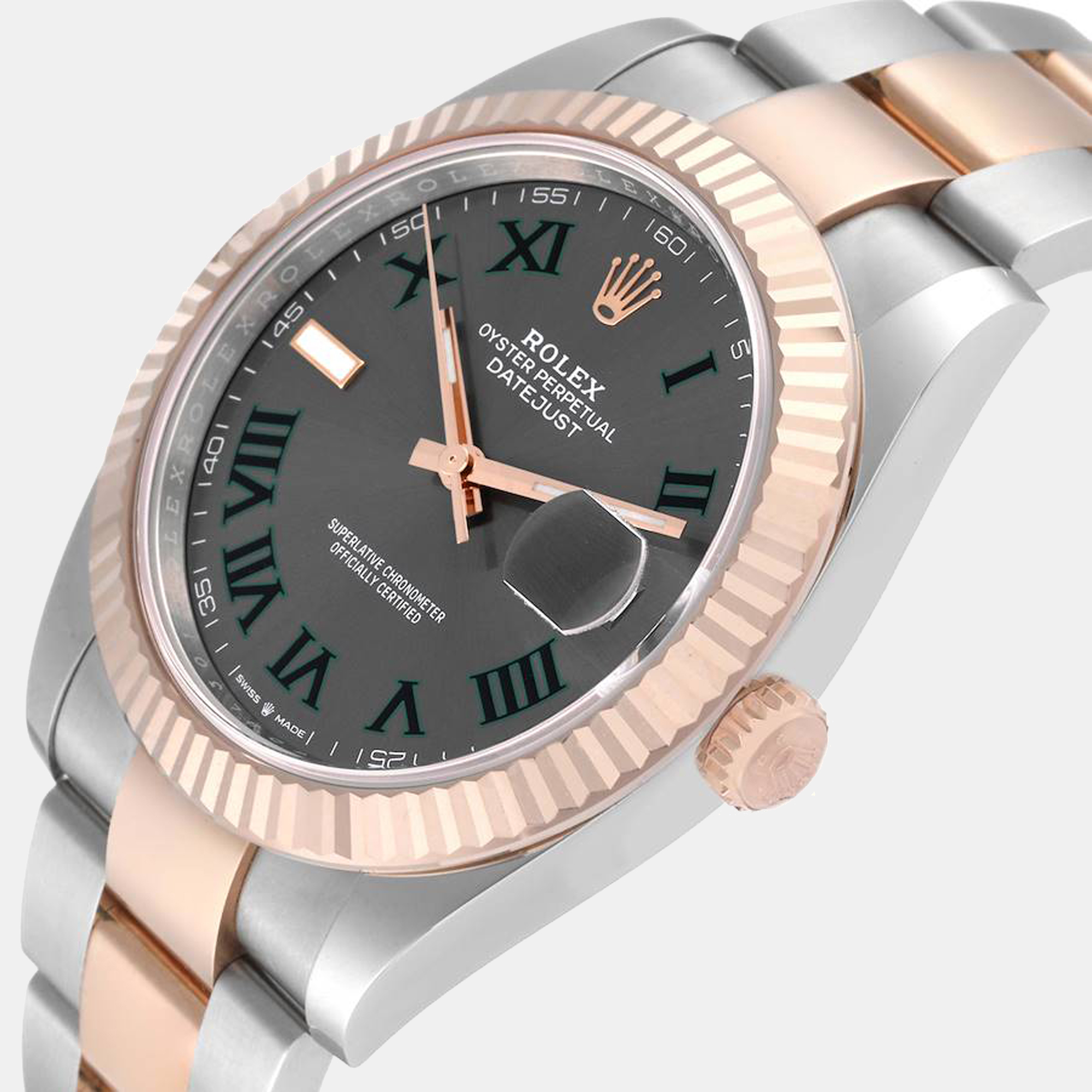 

Rolex Datejust 41 Steel Everose Gold Wimbledon Dial Watch 126331, Grey
