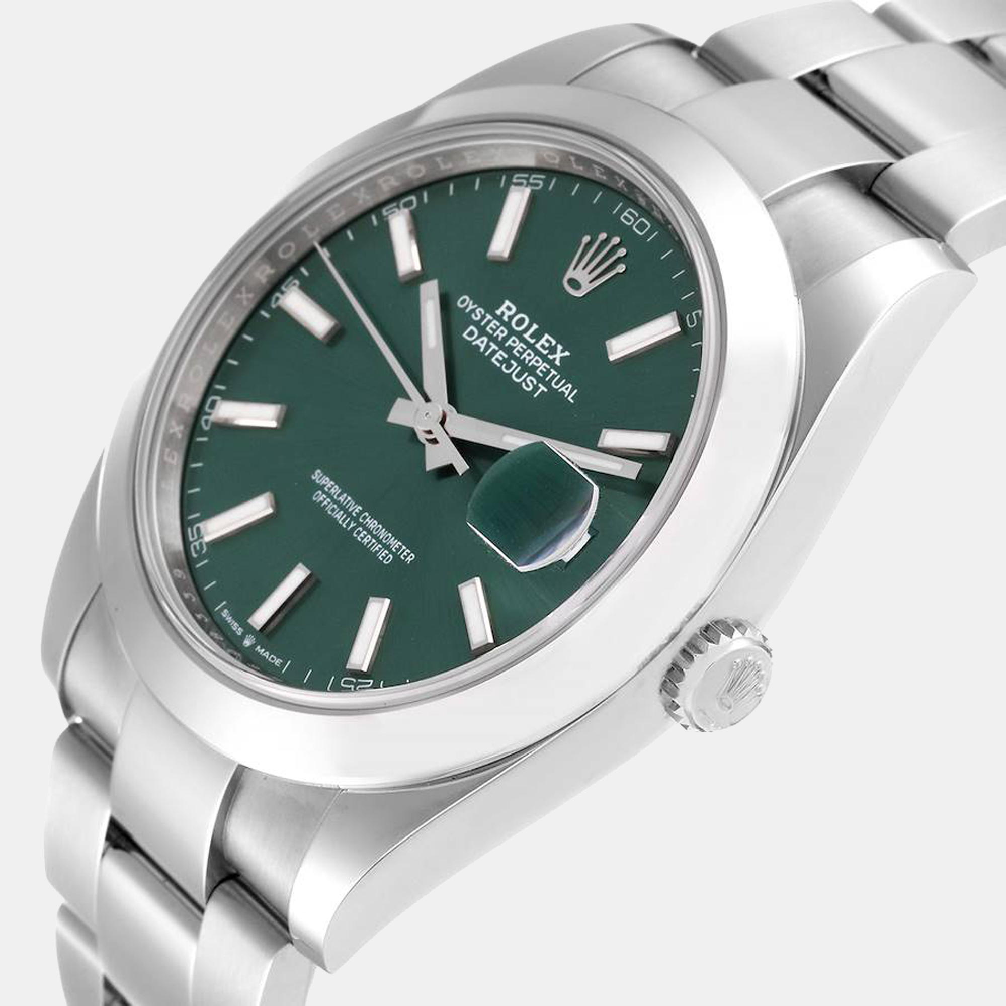 

Rolex Datejust 41 Mint Green Dial Smooth Bezel Steel Men's Watch 126300