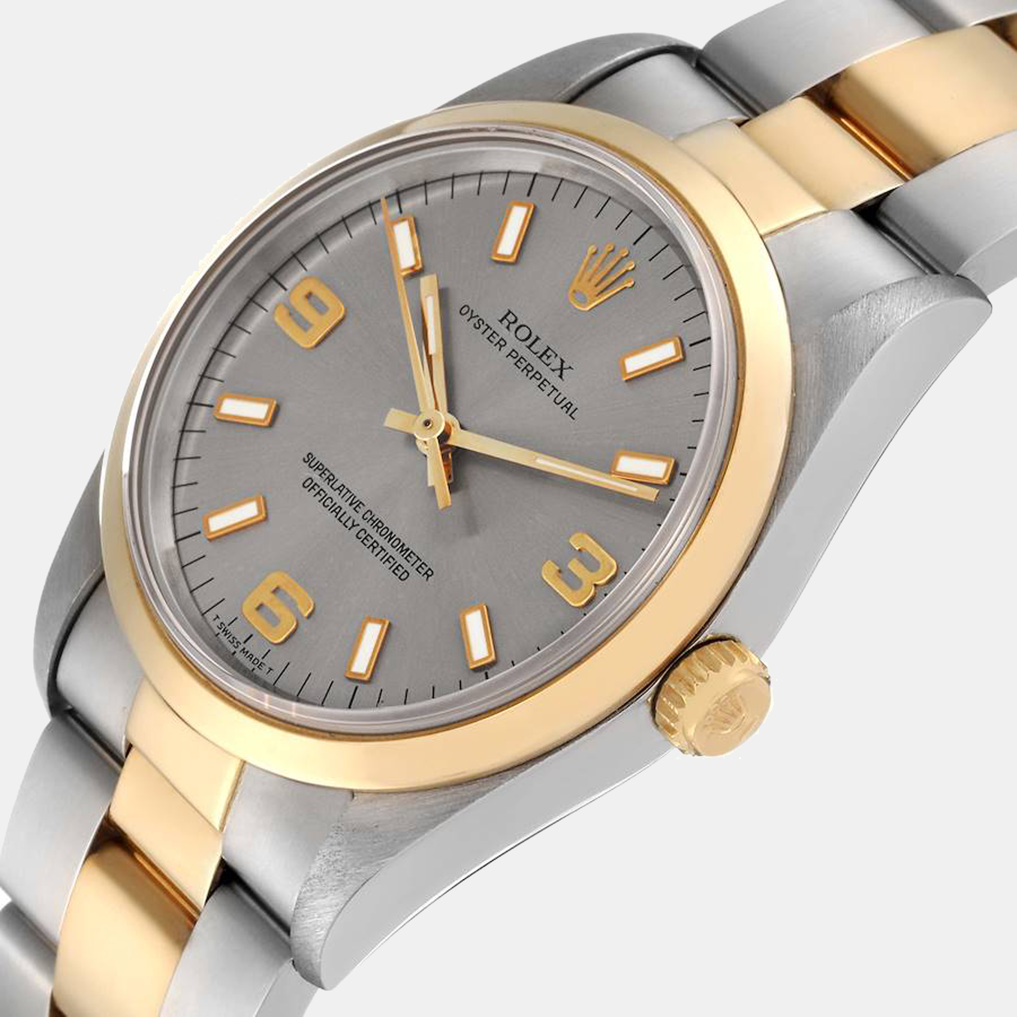 

Rolex Oyster Perpetual Steel Yellow Gold Slate Dial Men's Watch 14203, Grey