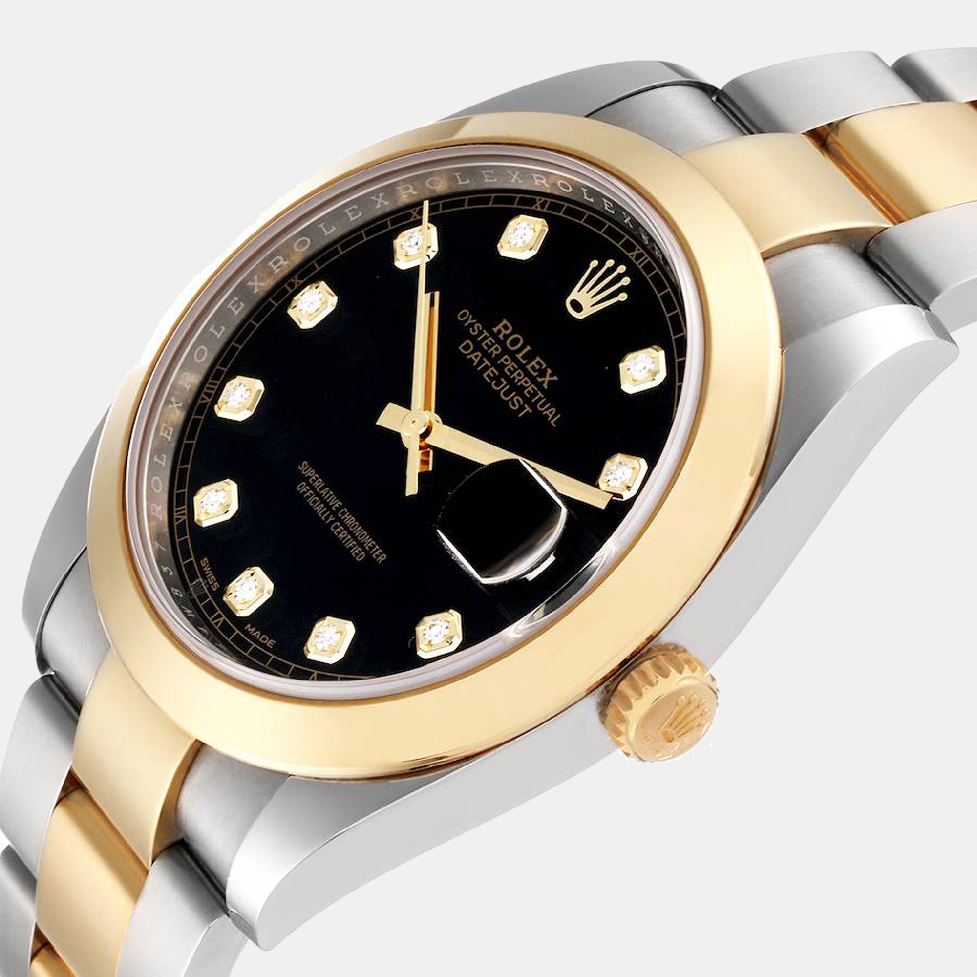 

Rolex Datejust 41 Steel Yellow Gold Diamond Men's Watch 126303, Black