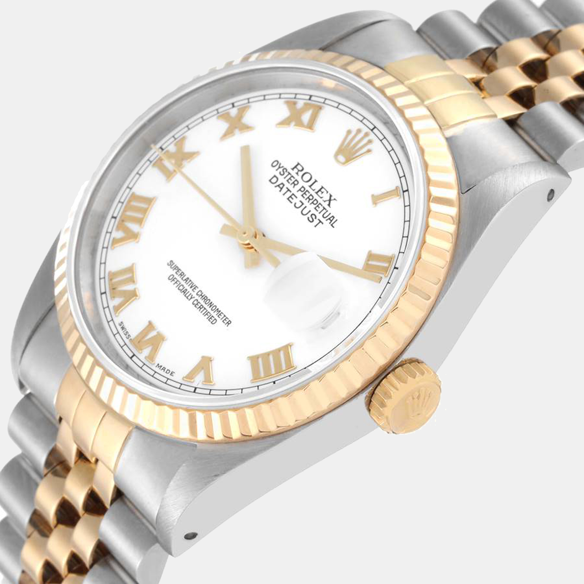 

Rolex Datejust White Roman Dial Men's Watch 16233