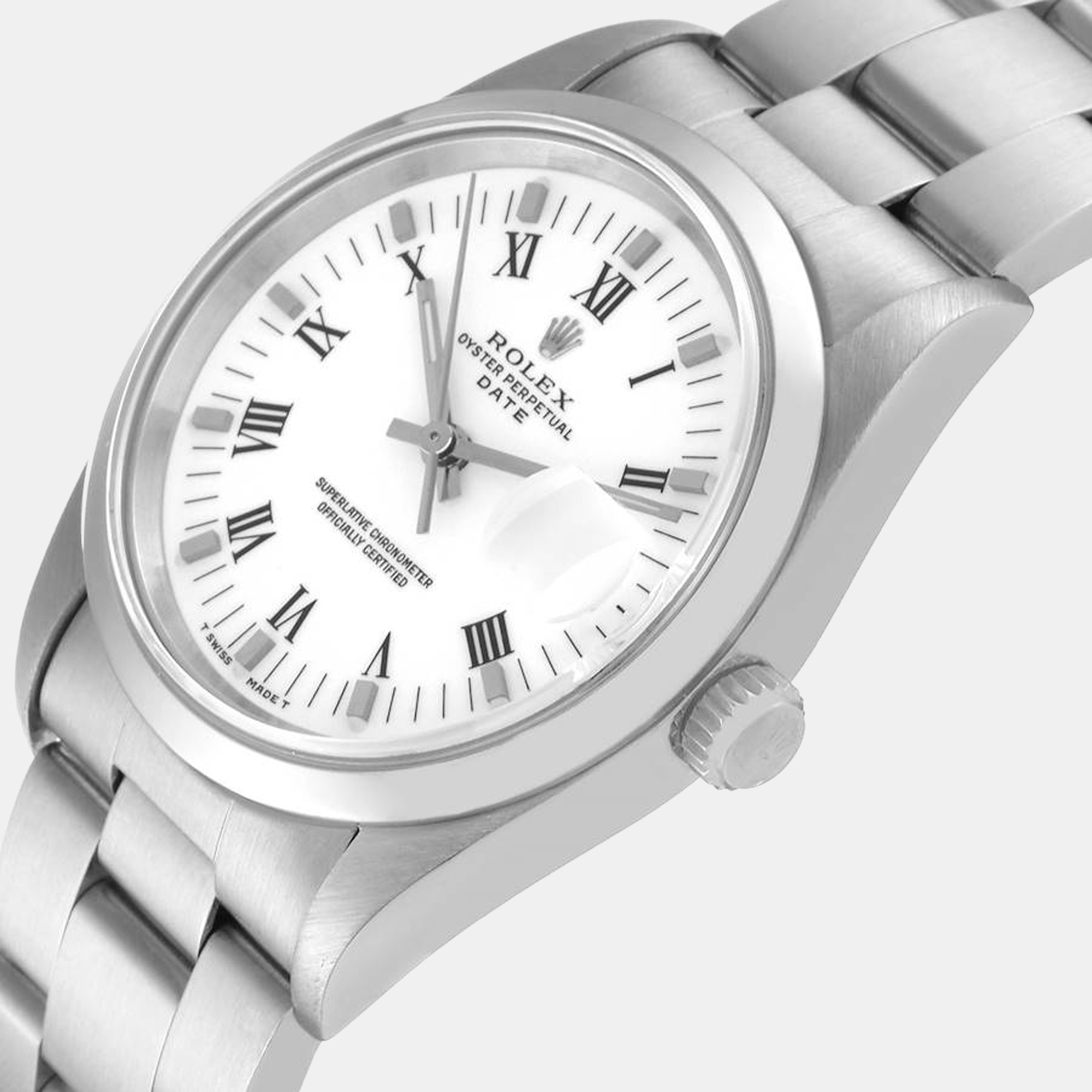 

Rolex Date Domed Bezel Oyster Bracelet Steel Men's Watch 15200, White