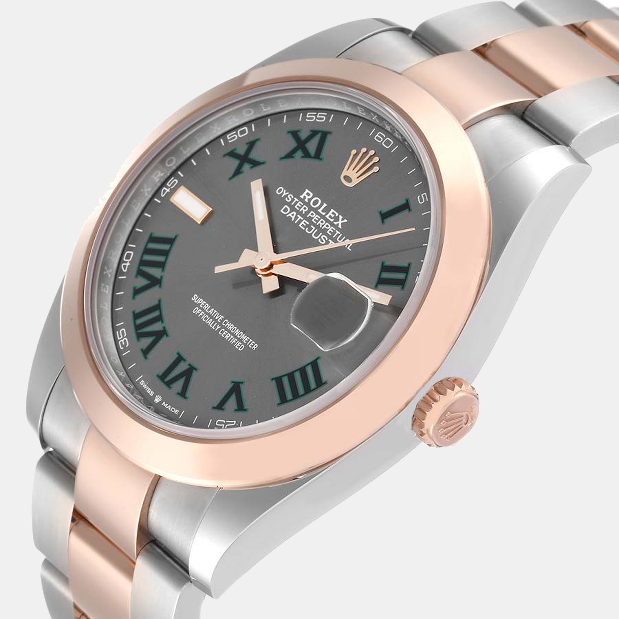 

Rolex Datejust 41 Steel Rose Gold Wimbledon Dial Men's Watch 126301, Grey