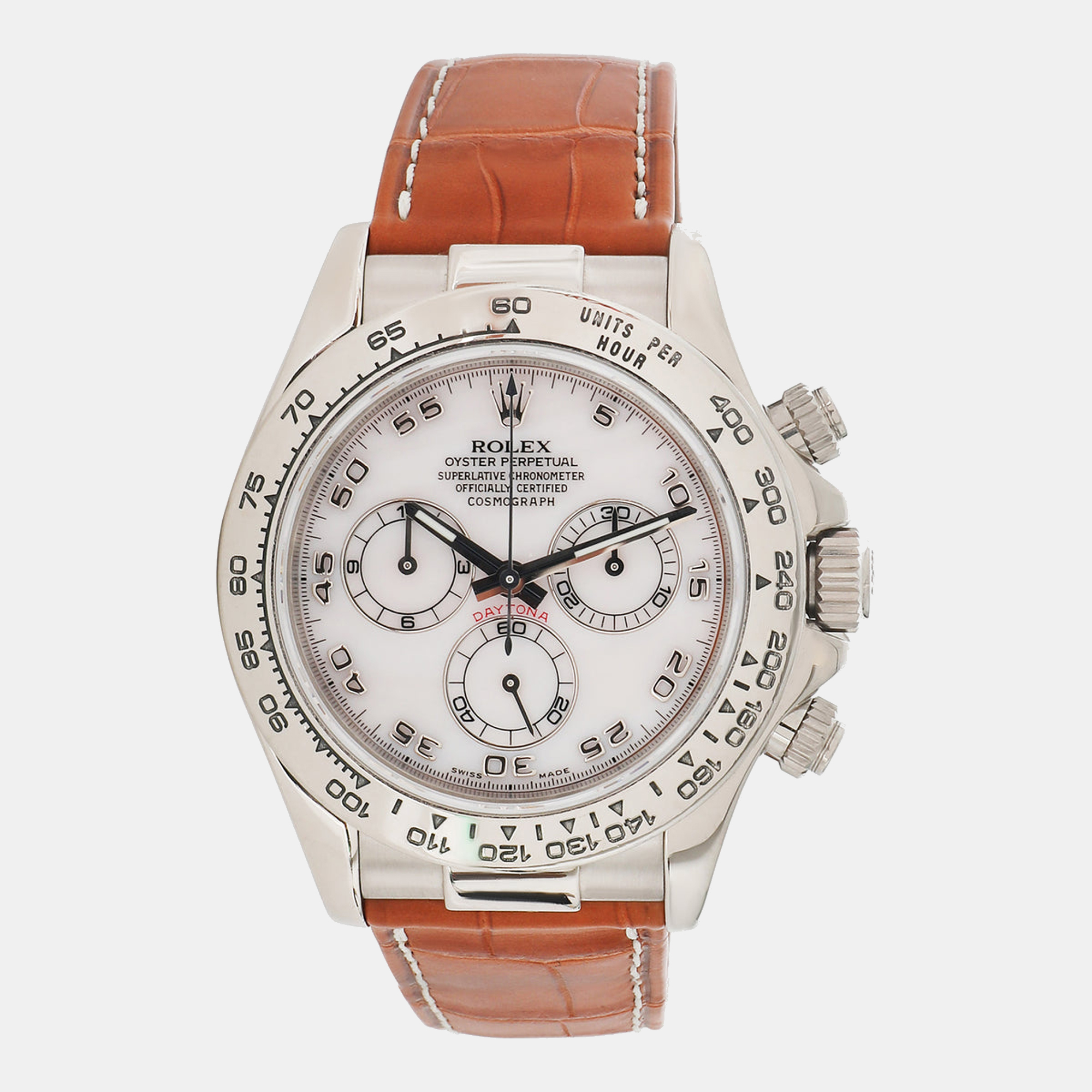 Pre-owned Rolex Mop 18k White Gold Cosmograph Daytona 116519 Men's Wristwatch 40 Mm