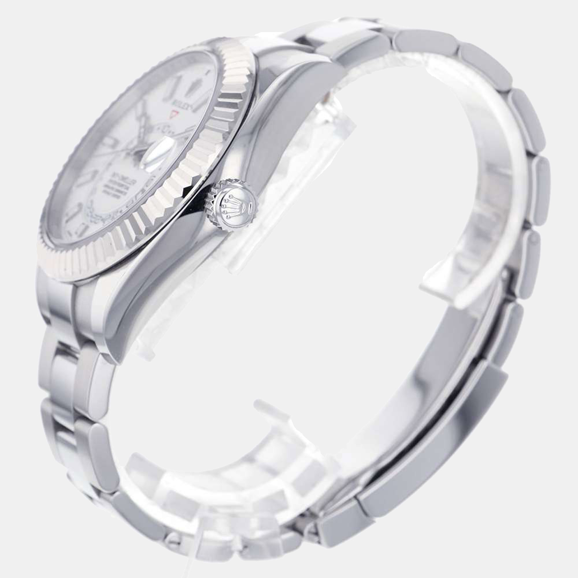 

Rolex White Stainless Steel Sky-Dweller 326934 Men's Wristwatch 42 mm