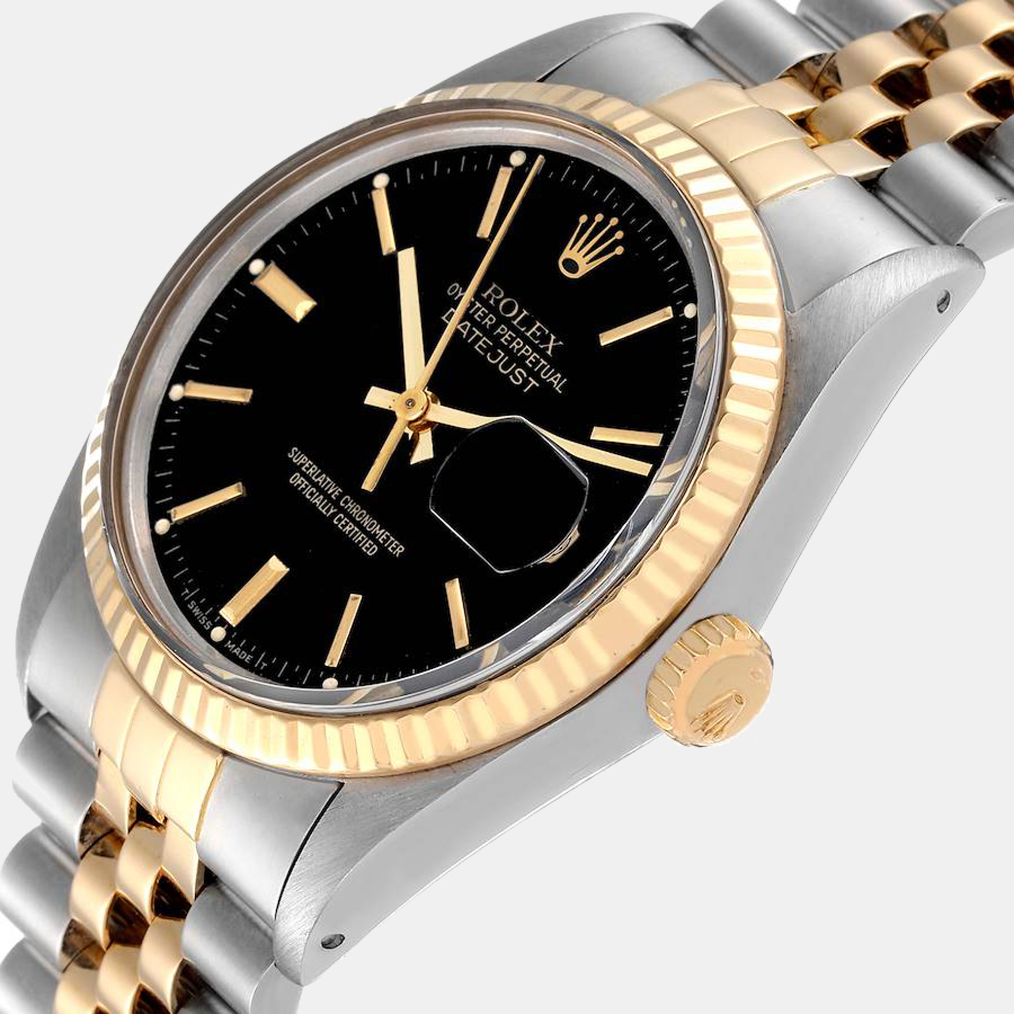 

Rolex Datejust 36 Steel Yellow Gold Black Dial Vintage Men's Watch 16013