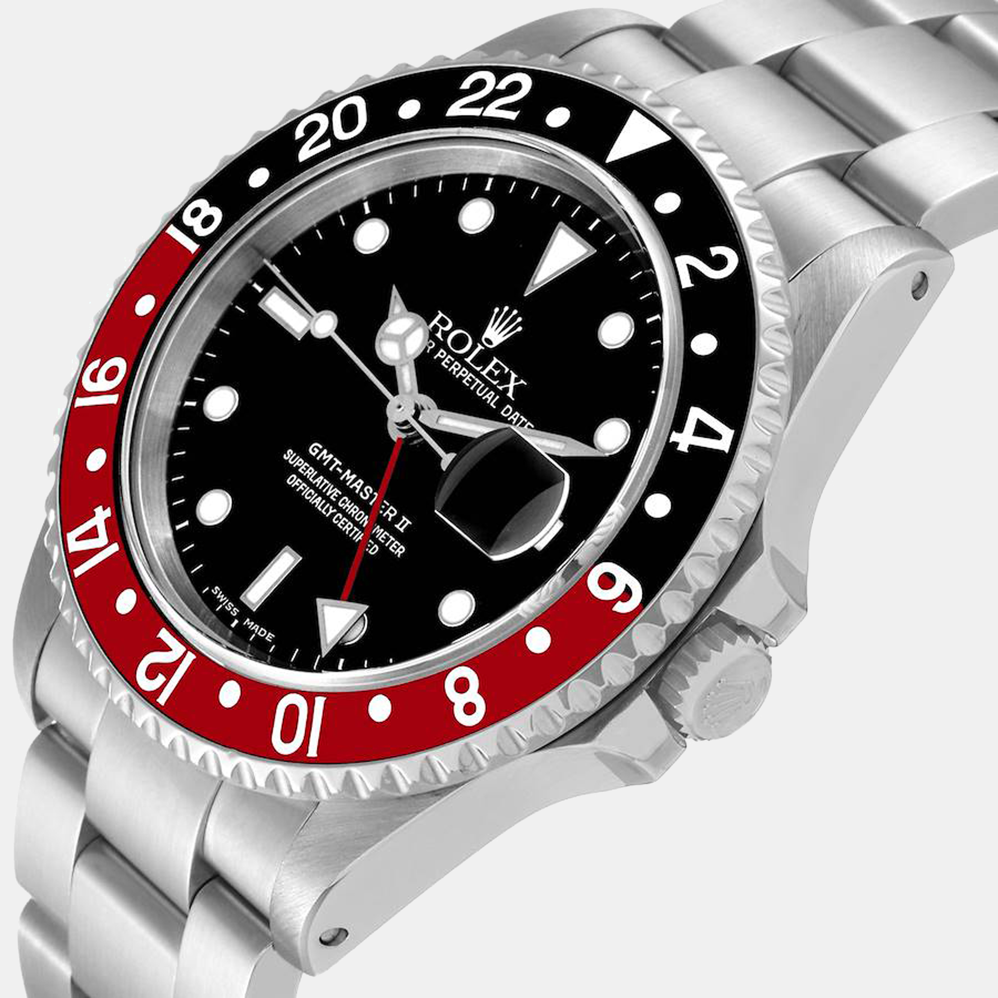 

Rolex GMT Master II Black Red Coke Bezel Steel Watch 16710