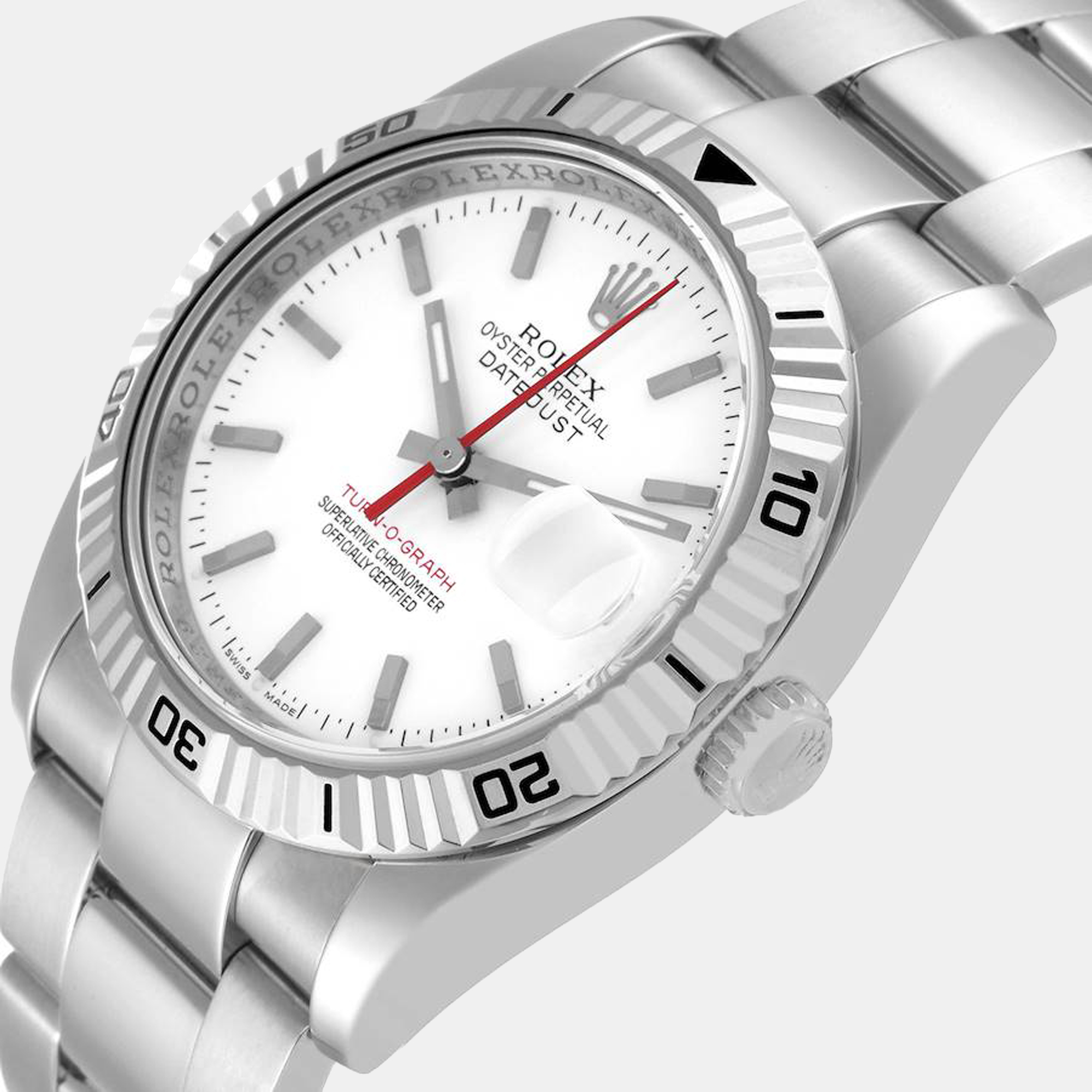 

Rolex Datejust Turnograph Steel White Gold White Dial Watch 116264