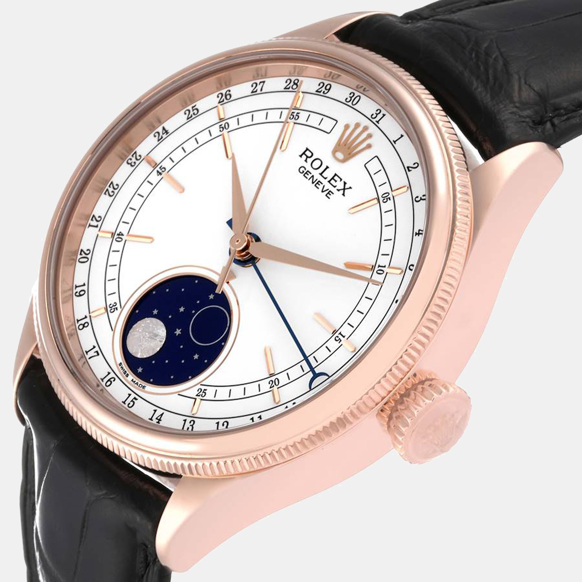 

Rolex Cellini Moonphase White Dial Rose Gold Men's Watch 50535