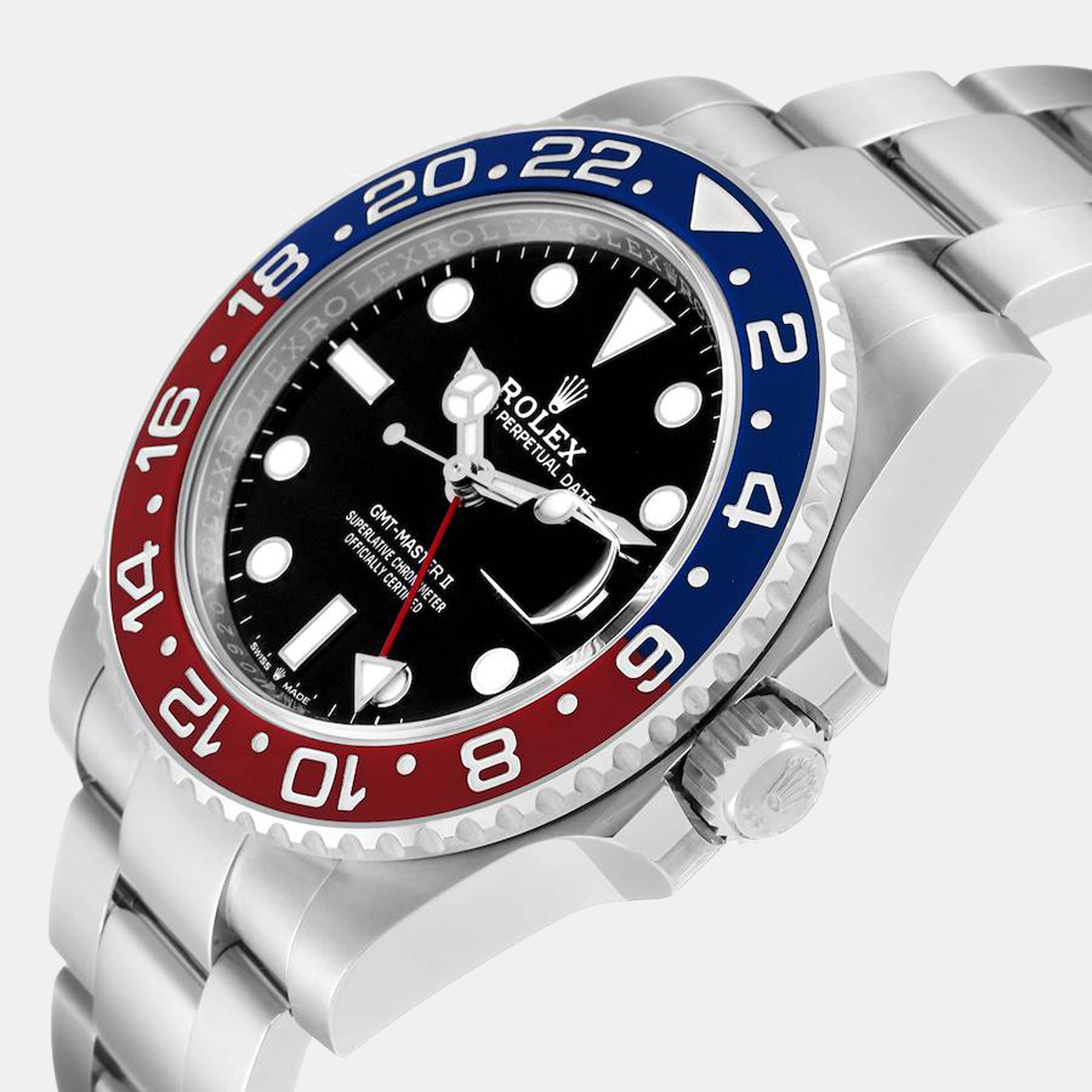 

Rolex GMT Master II Pepsi Bezel Oyster Steel Men's Watch 126710, Black