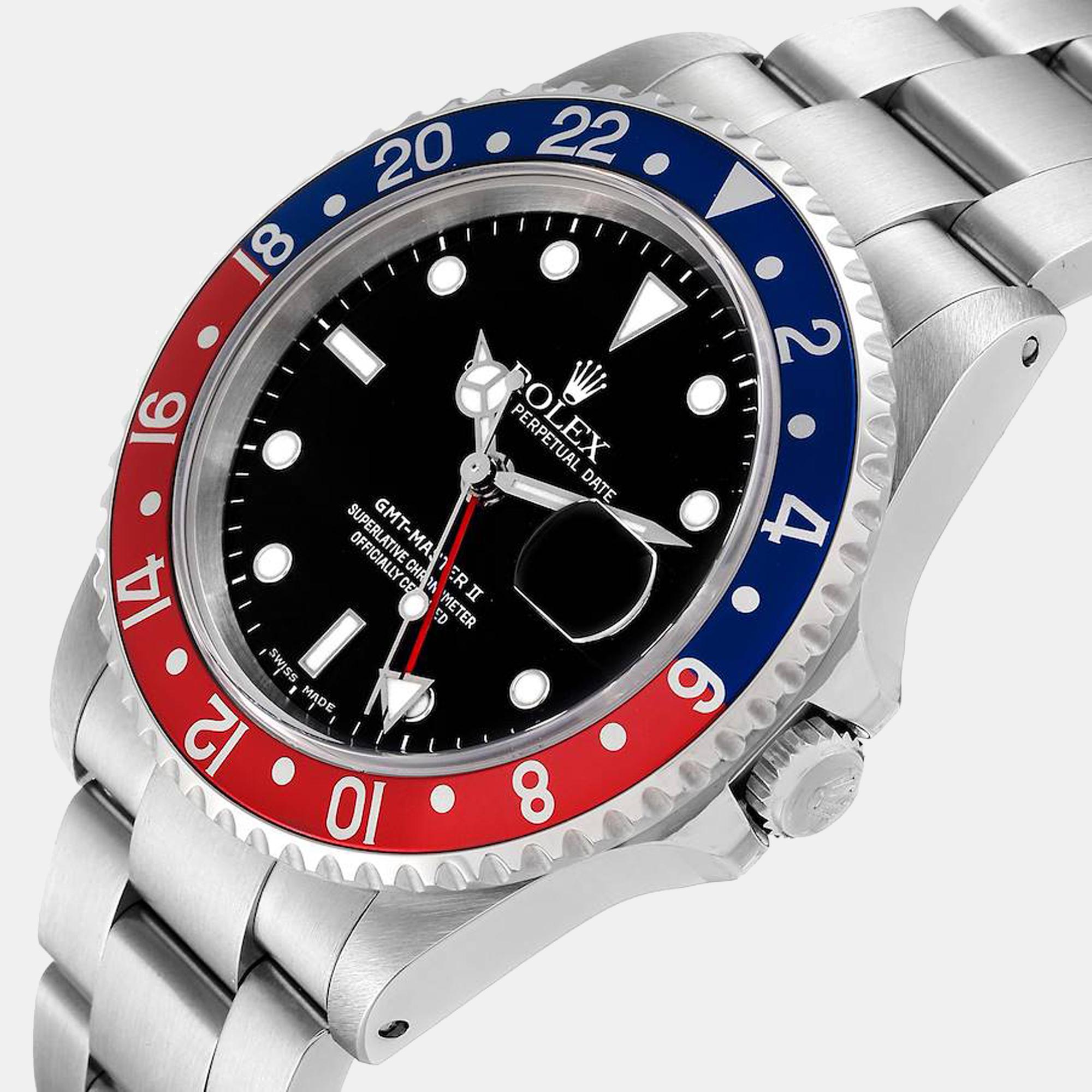 

Rolex GMT Master II Blue Red Pepsi Dial Men's Watch 16710, Black