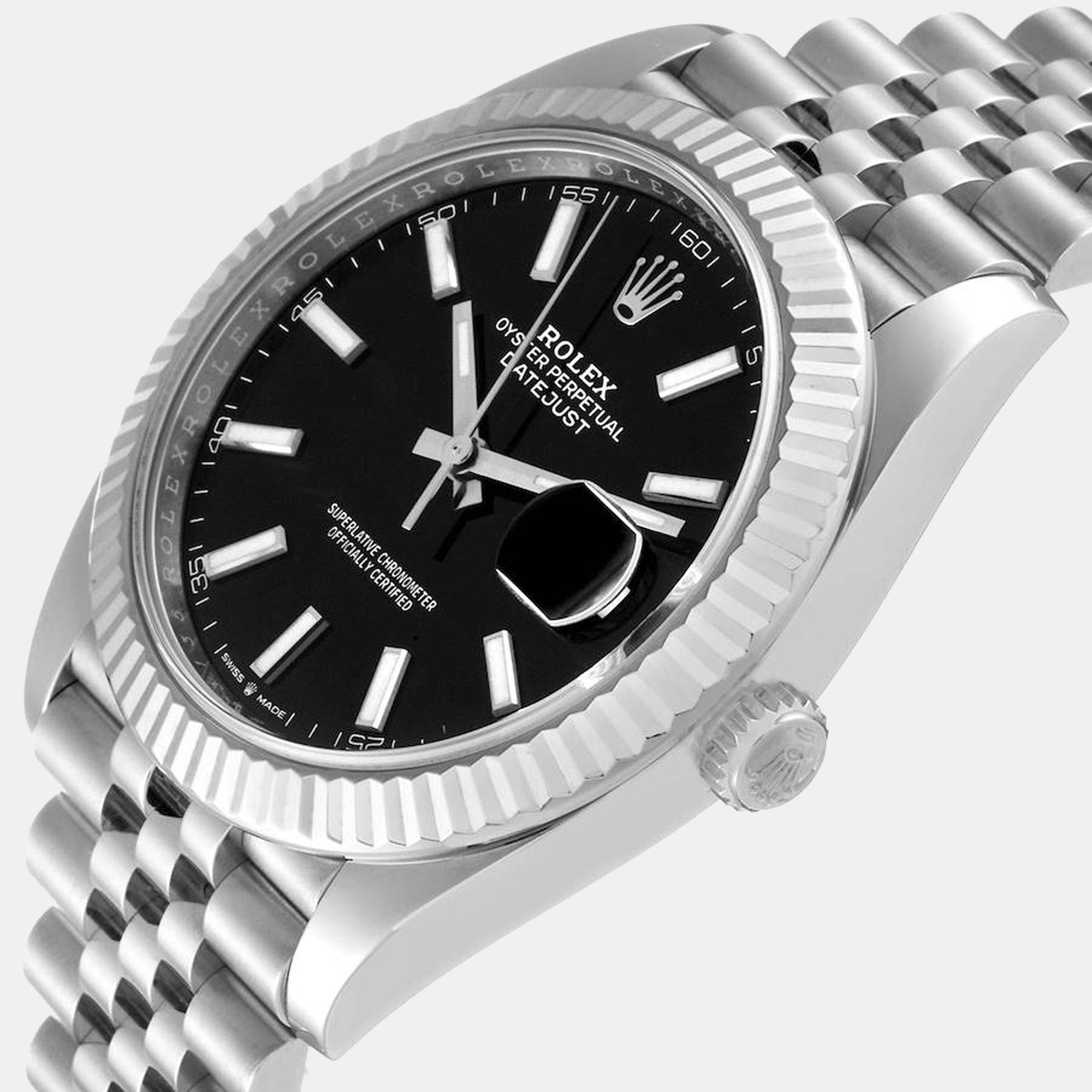 

Rolex Datejust 41 Steel White Gold Black Dial Men's Watch 126334