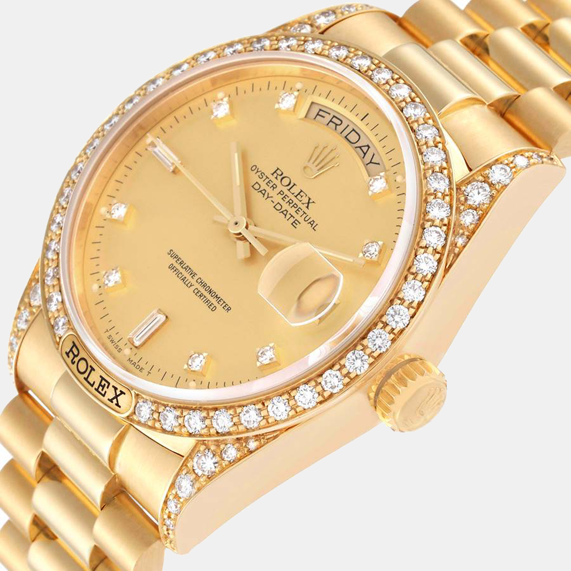 

Rolex President Day-Date 36 Yellow Gold Diamond Men's Watch 18388