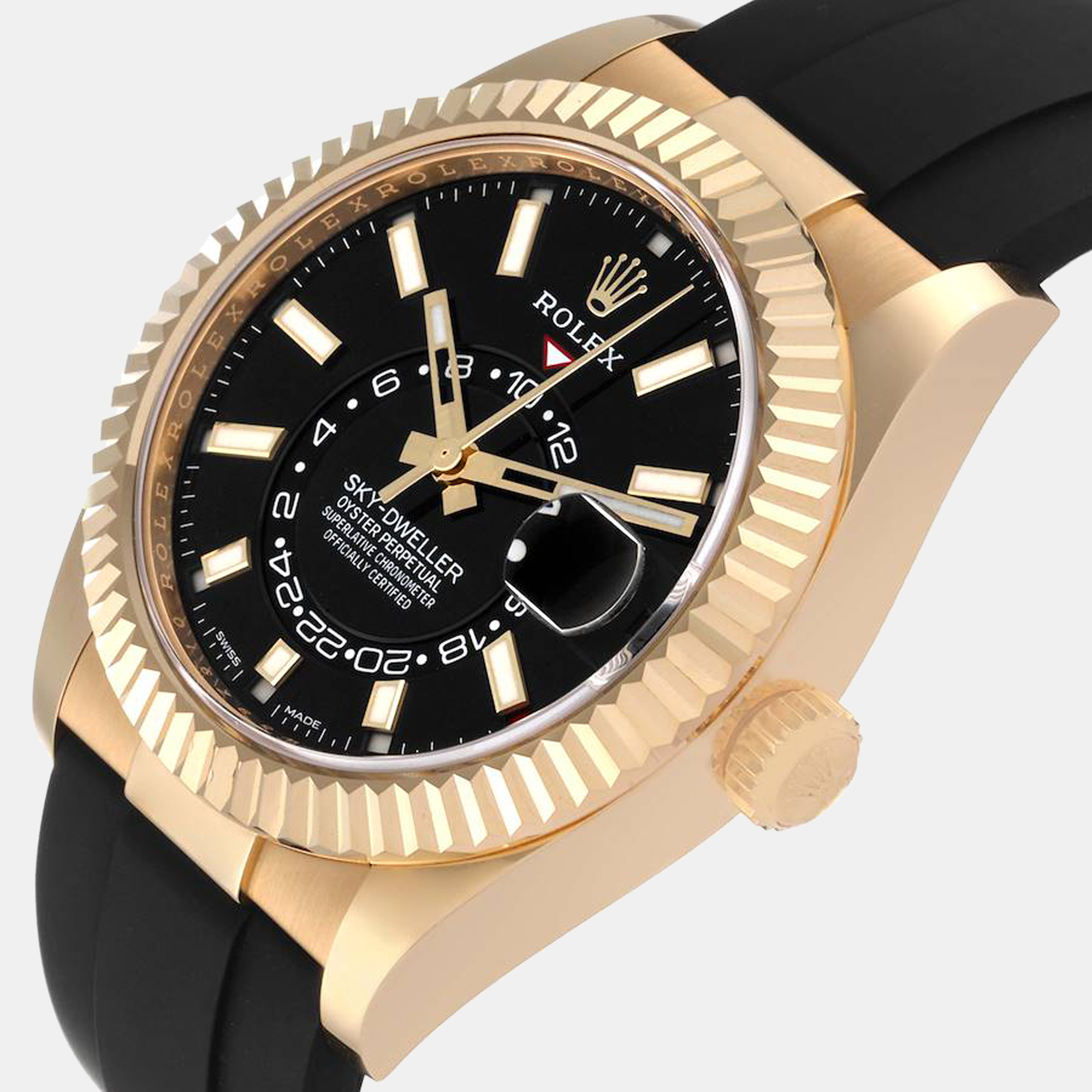 

Rolex Sky-Dweller Yellow Gold Black Dial Oysterflex Men's Watch 326238