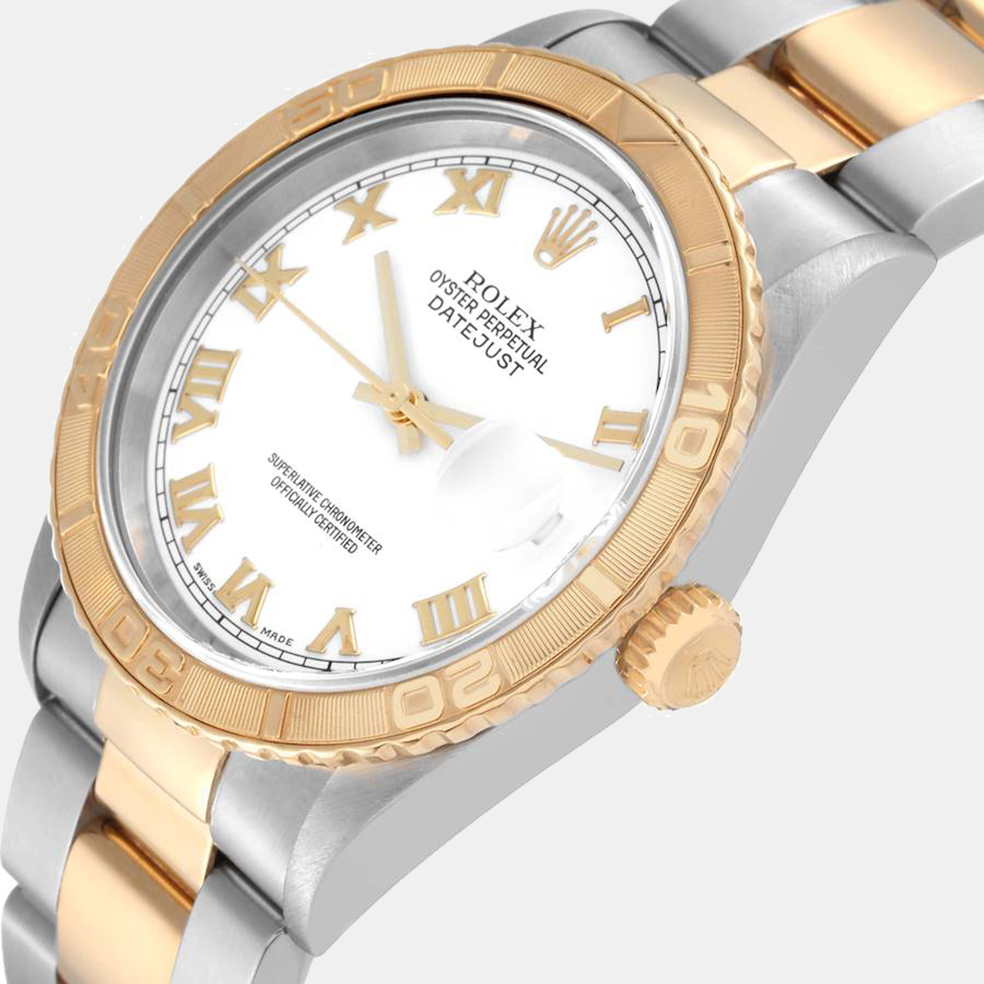 

Rolex Datejust Turnograph Steel Yellow Gold Men's Watch 16263, White