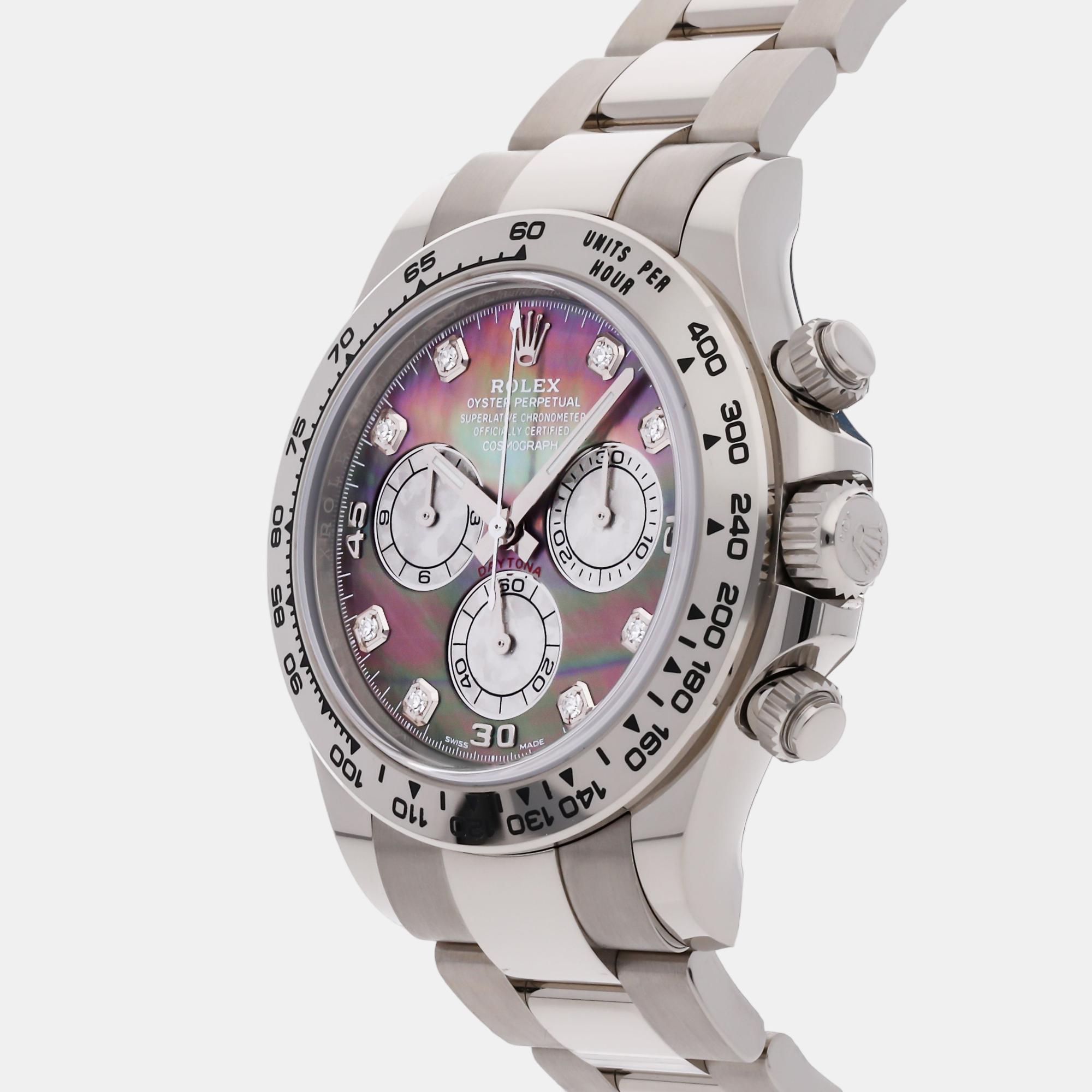 

Rolex MOP Diamonds 18k White Gold Cosmograph Daytona 116509 Men's Wristwatch 40 mm, Multicolor