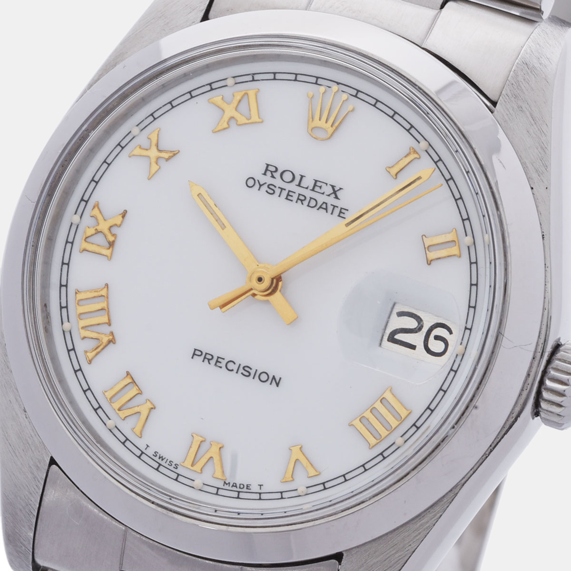 

Rolex White Stainless Steel Oysterdate 6694 Men's Wristwatch 34 mm