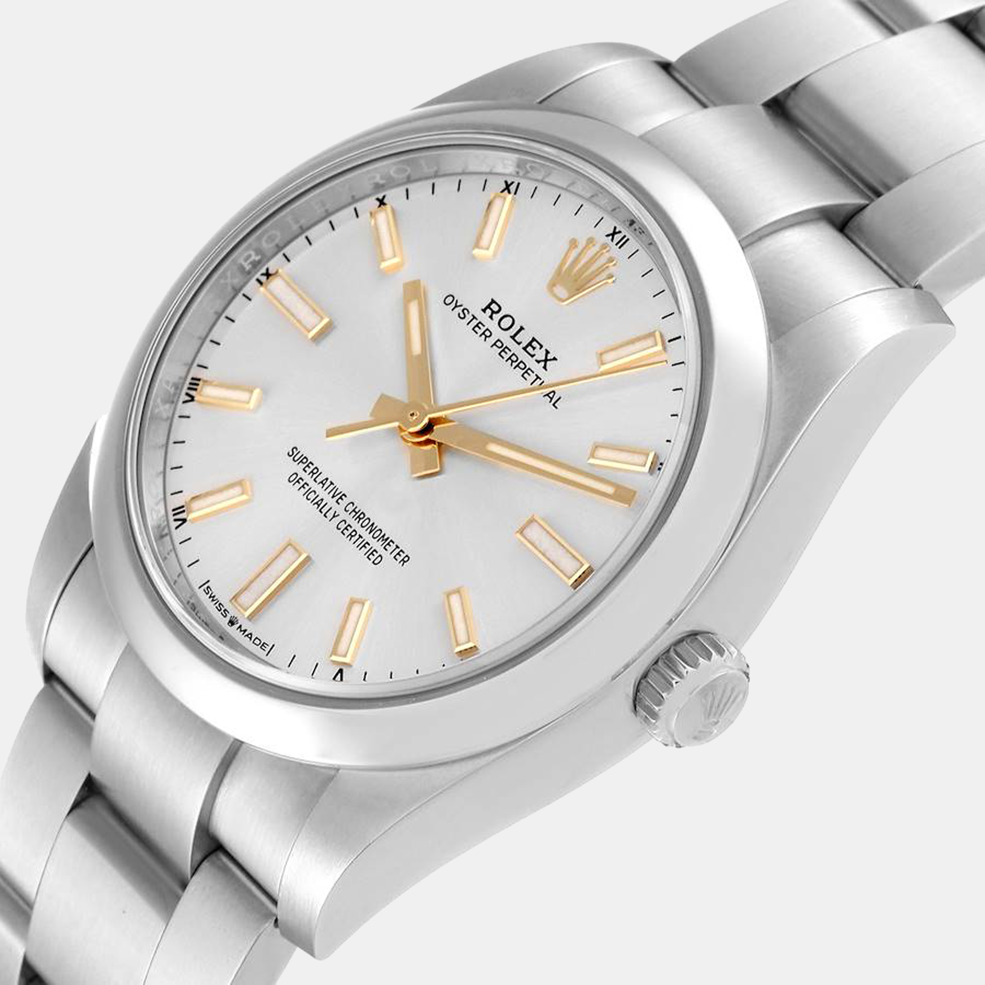 

Rolex Oyster Perpetual  Silver Dial Steel Mens Watch 124200