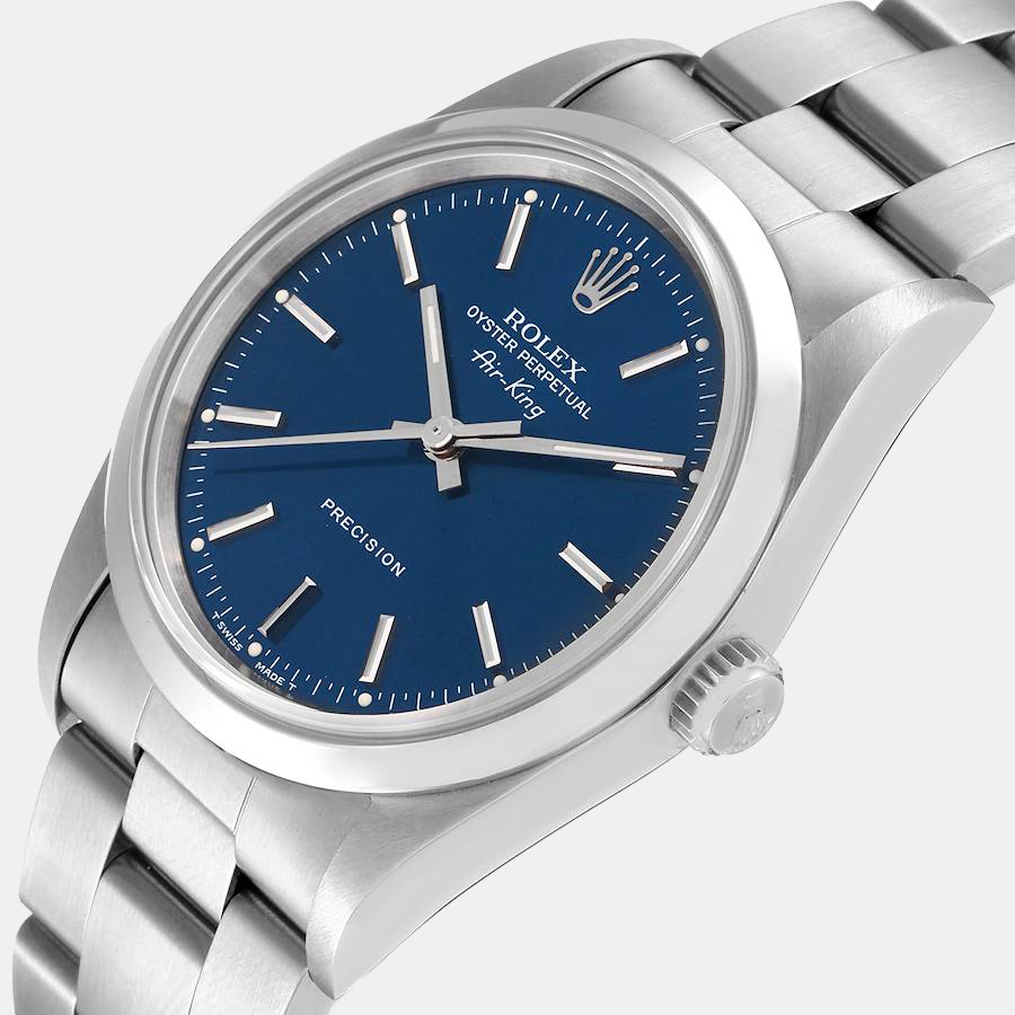 

Rolex Air King 34 Blue Dial Smooth Bezel Steel Mens Watch 14000