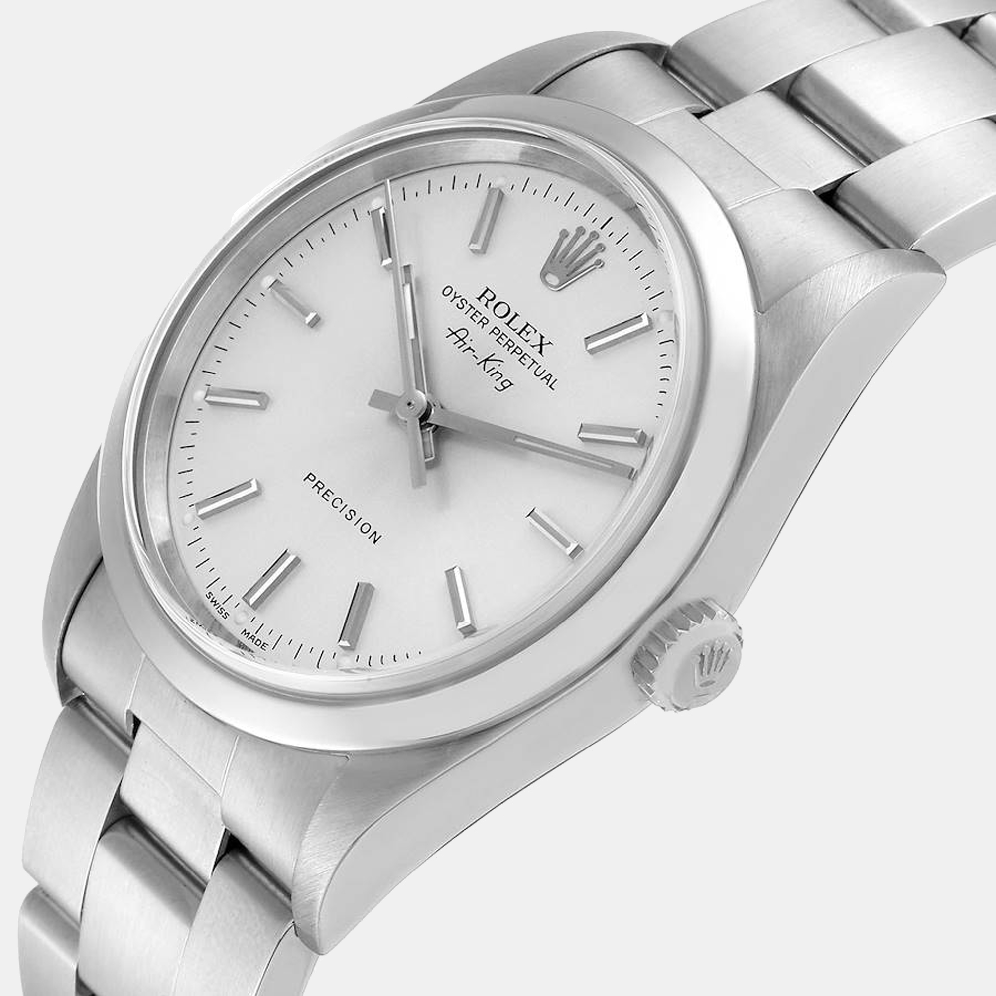 

Rolex Air King  Silver Dial Smooth Bezel Steel Mens Watch 14000