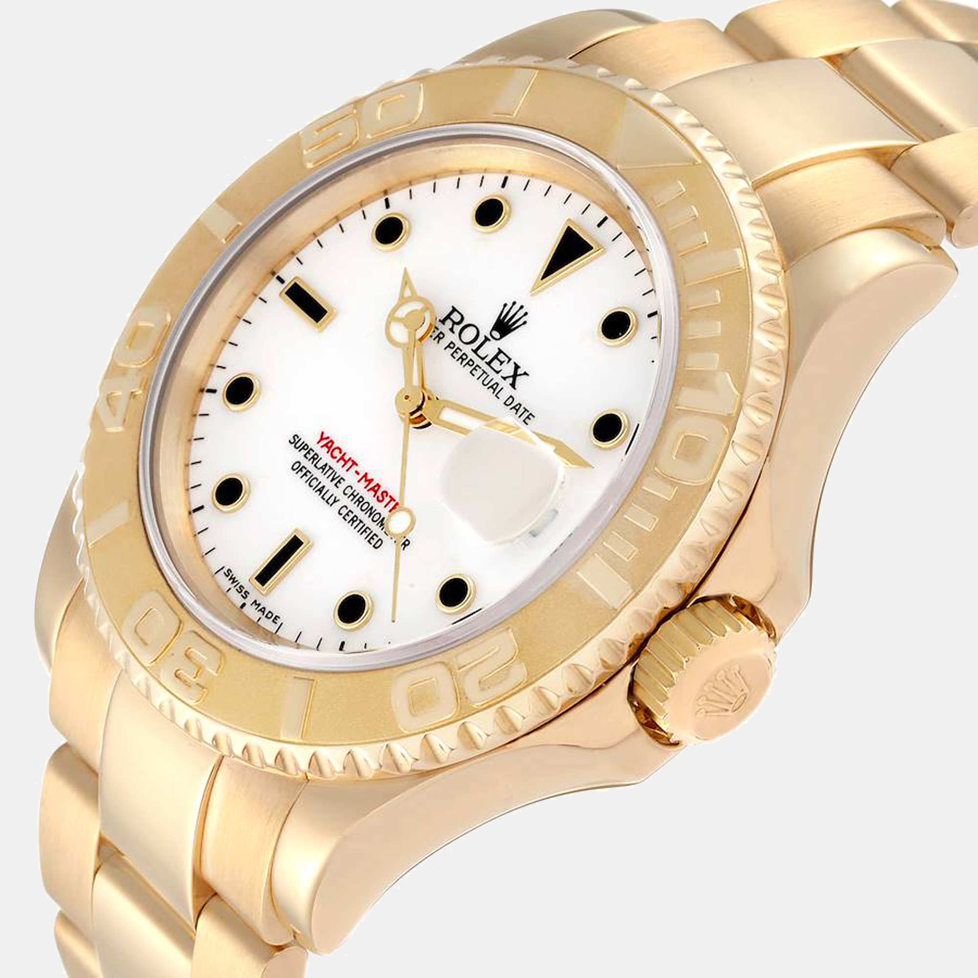 

Rolex Yachtmaster  Yellow Gold White Dial Mens Watch 16628