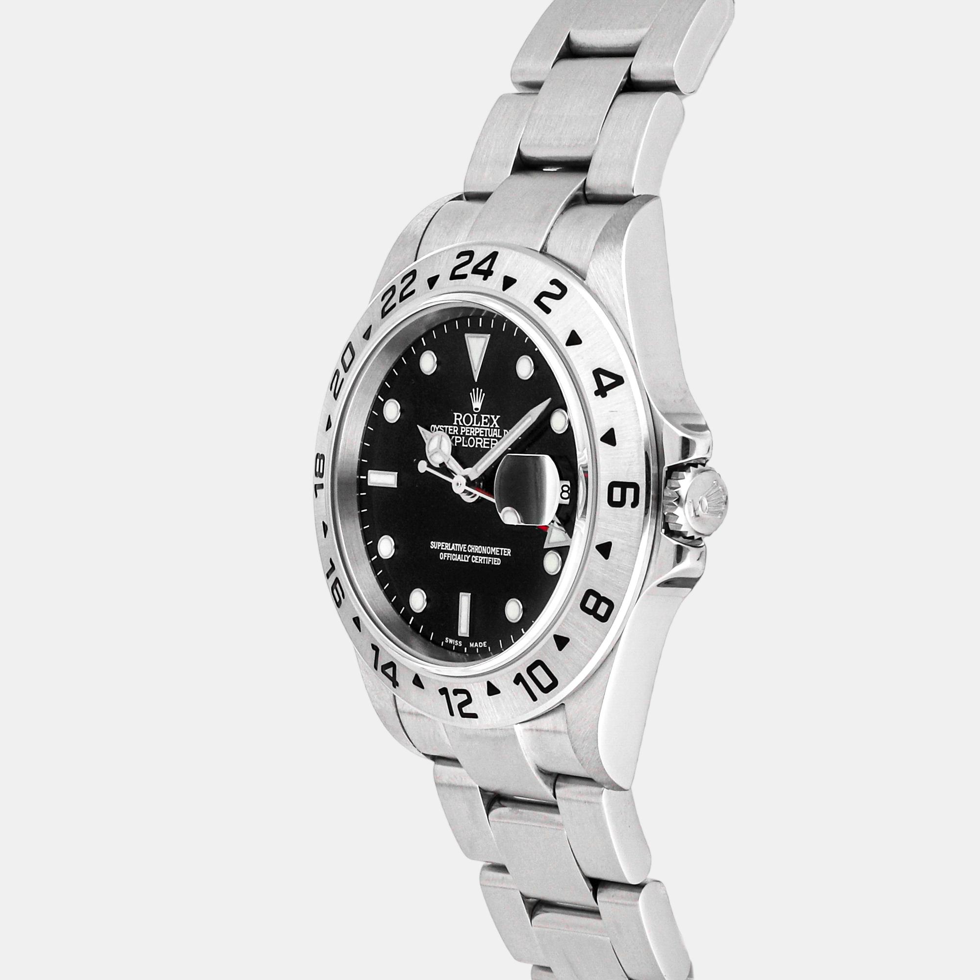 

Rolex Black Stainless Steel Explorer II 16570 Men's Wristwatch 40 mm