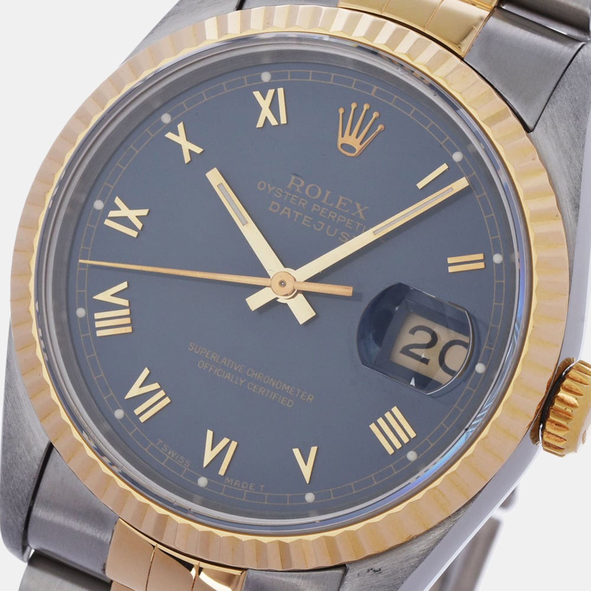 

Rolex Blue 18K Yellow Gold And Stainless Steel Datejust 16233 Men's Wristwatch 36 mm