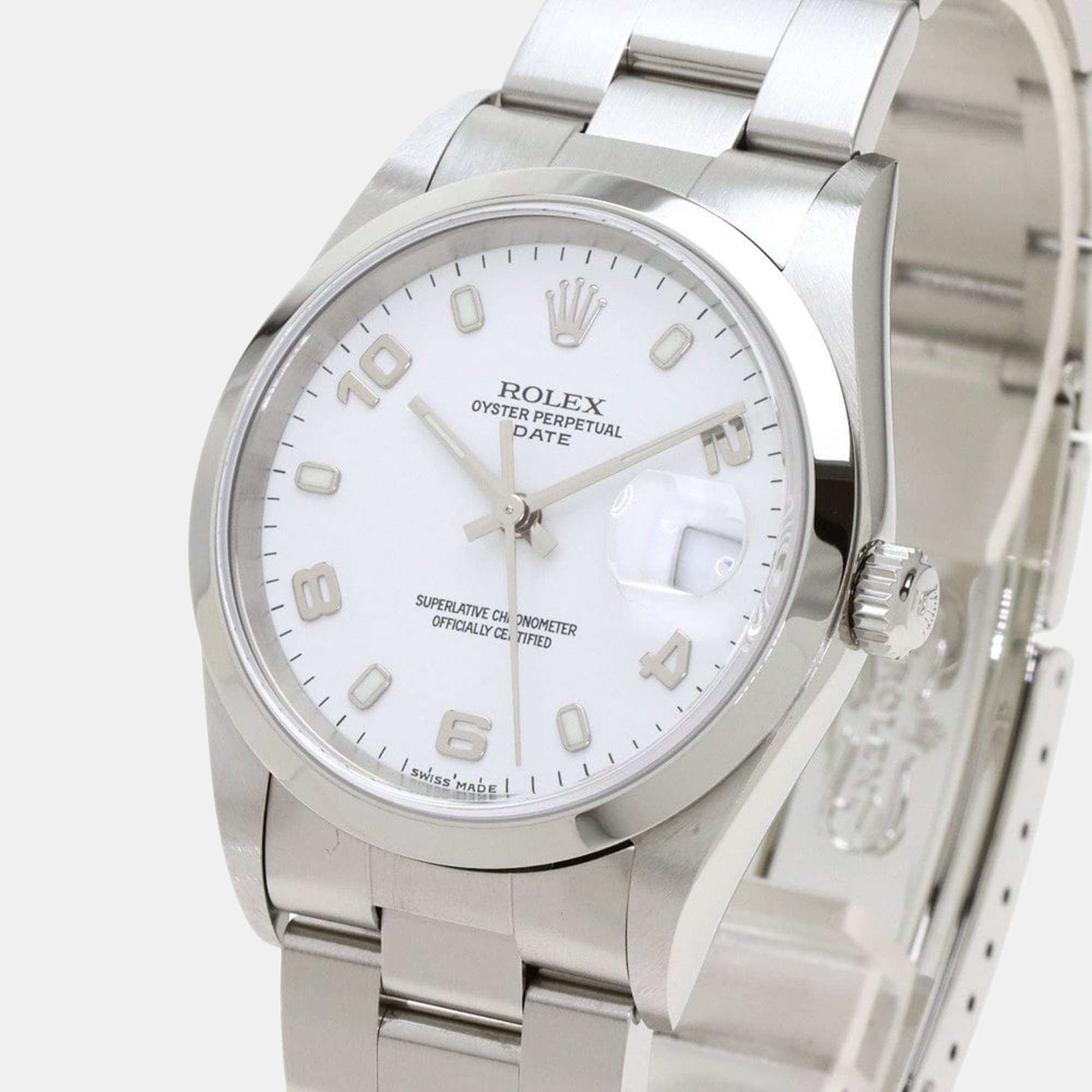 

Rolex White Stainless Steel Oyster Perpetual 15200 Men's Wristwatch 34 mm