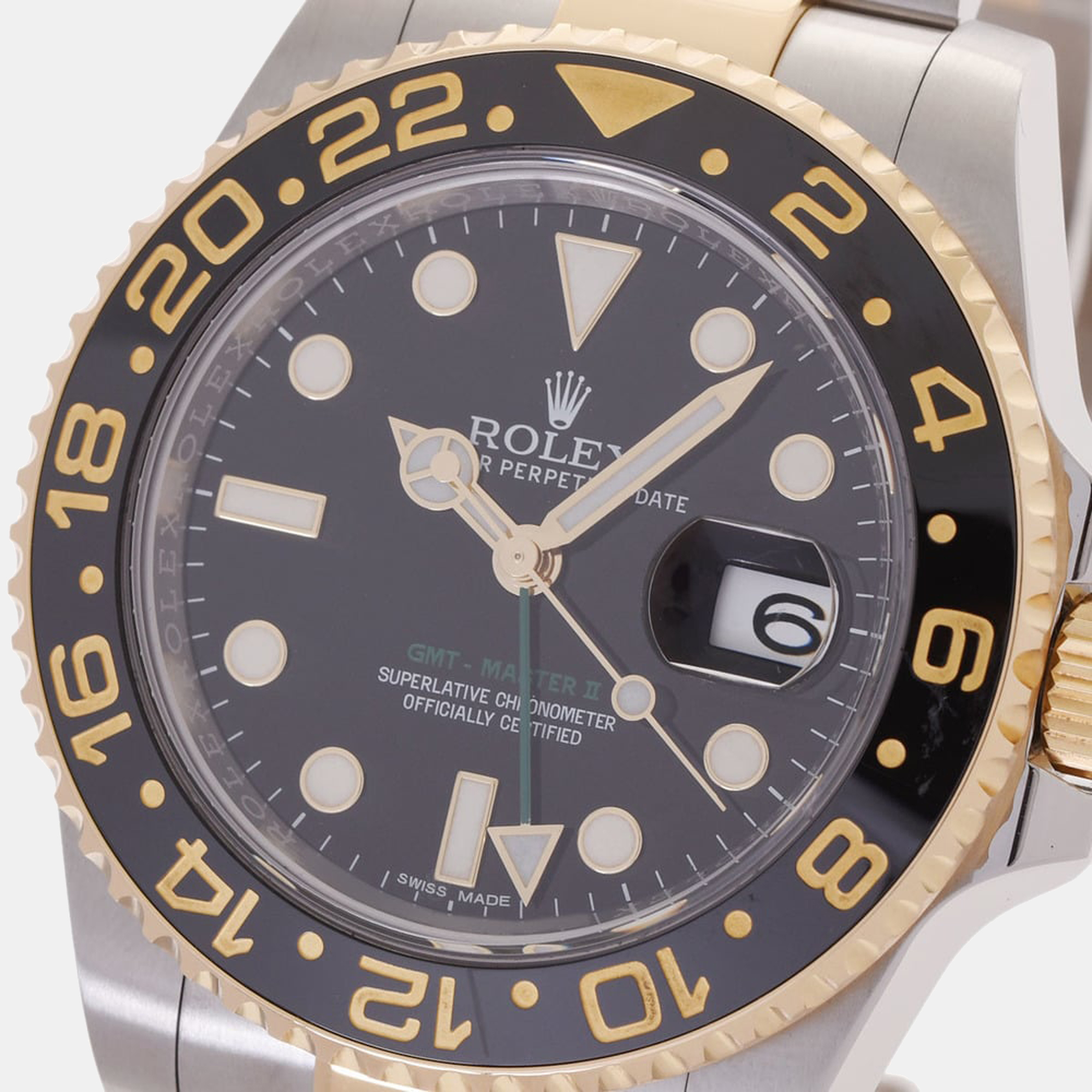 

Rolex Black 18K Yellow Gold And Stainless Steel GMT-Master II 116713LN Men's Wristwatch 40 mm