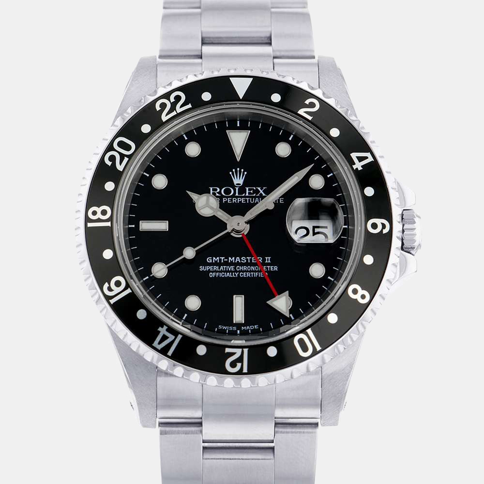 

Rolex Black Stainless Steel GMT-Master II 16710 Men's Wristwatch 40 mm