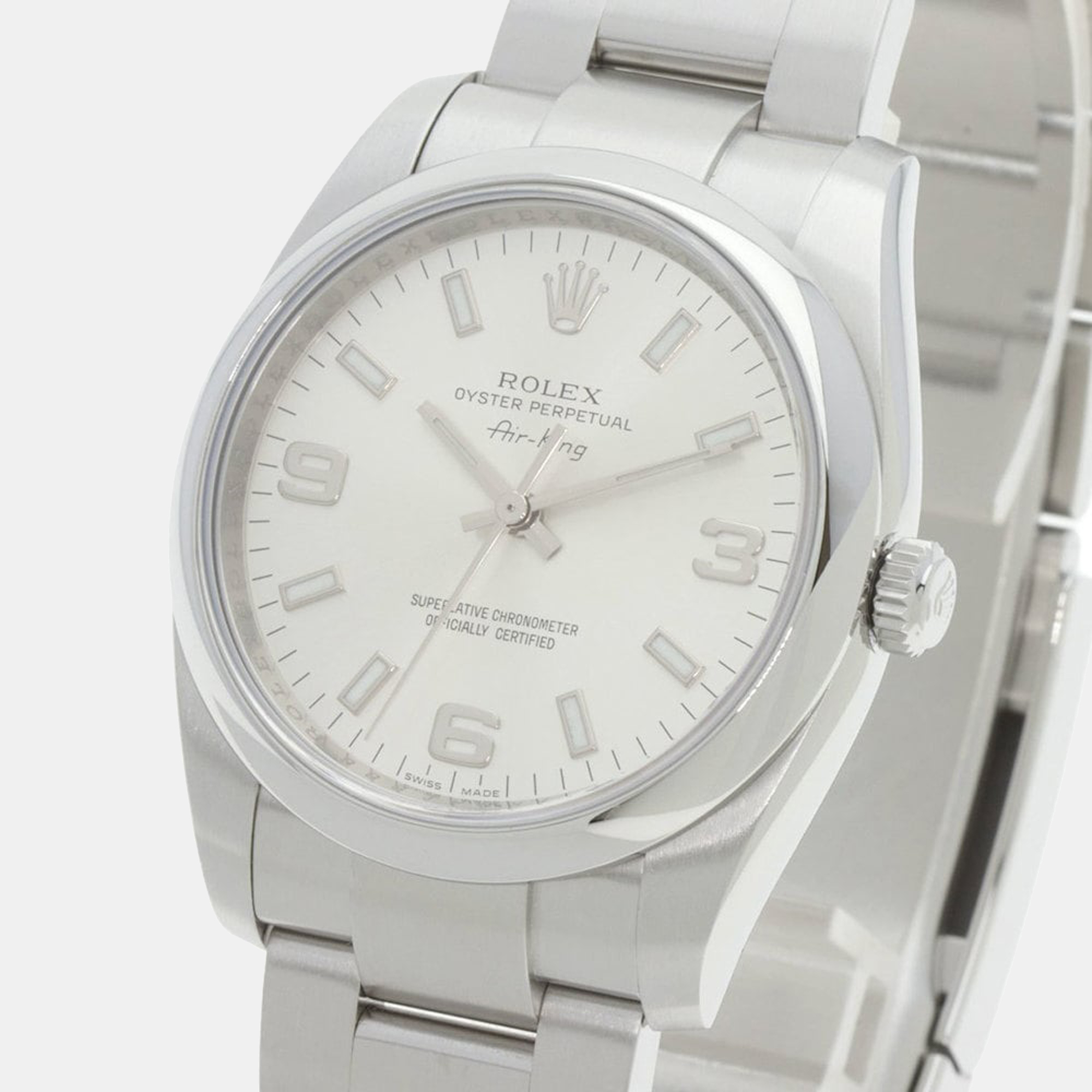 

Rolex Silver Stainless Steel Air-King 114200 Men's Wristwatch 34 mm