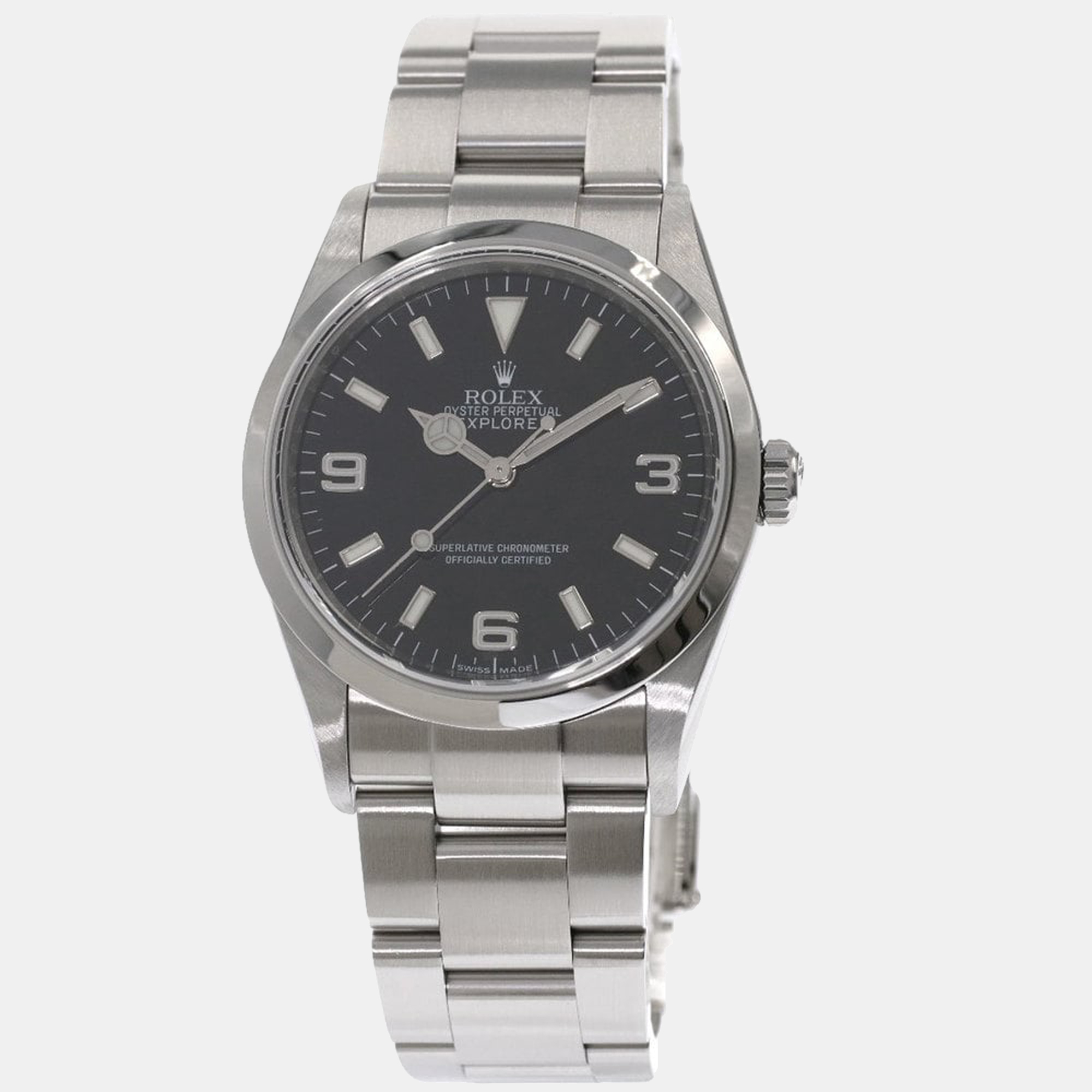 

Rolex Black Stainless Steel Explorer 114270 Men's Wristwatch 36 mm