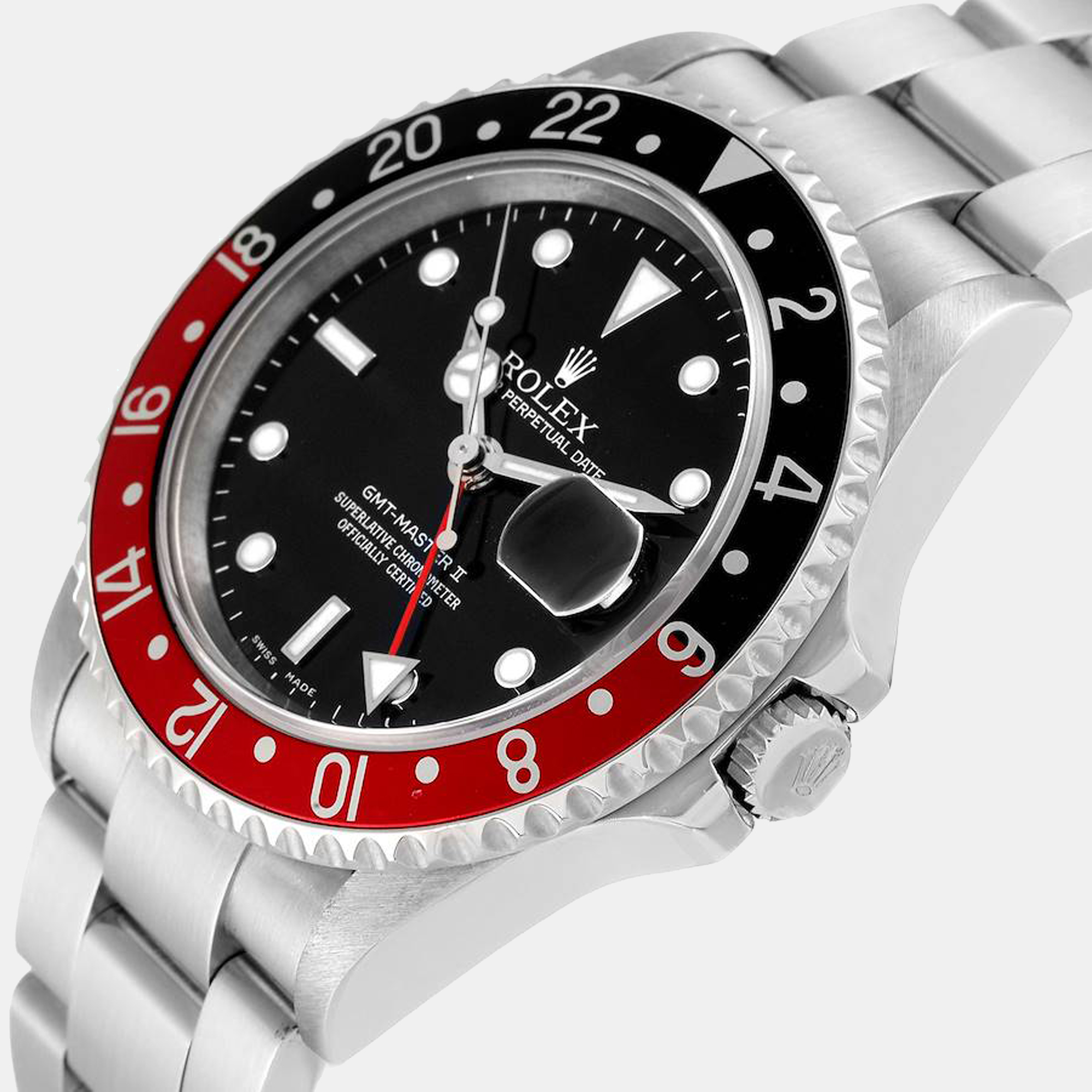 

Rolex GMT Master II Black Red Coke Bezel Steel Mens Watch 16710