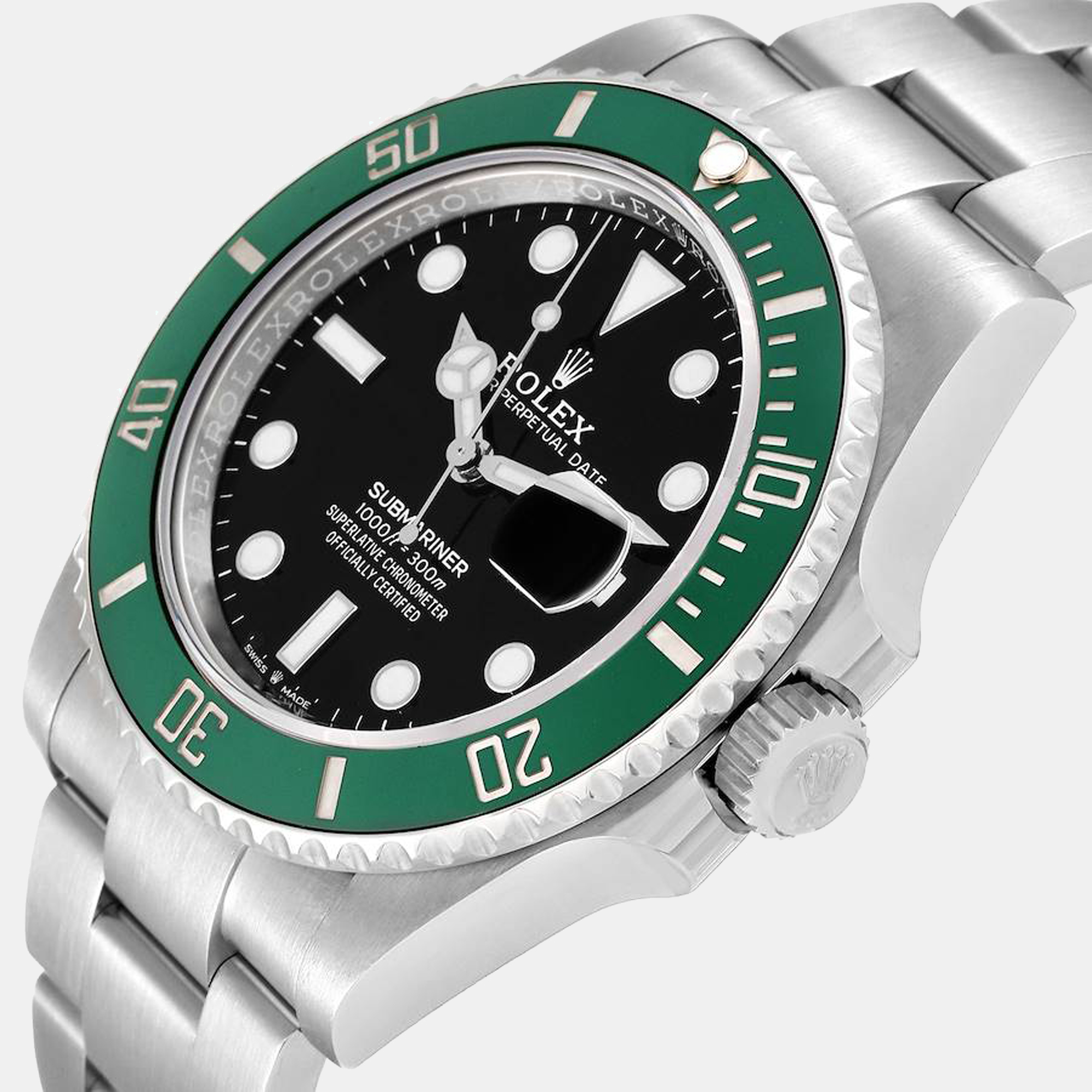 

Rolex Submariner Kermit Green Ceramic Bezel Mens Watch 126610, Black