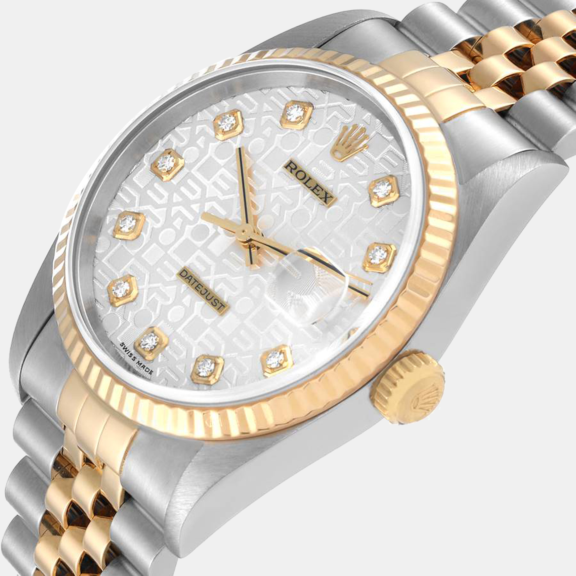 

Rolex Datejust Stainless Steel Yellow Gold Mens Watch 16233, Silver