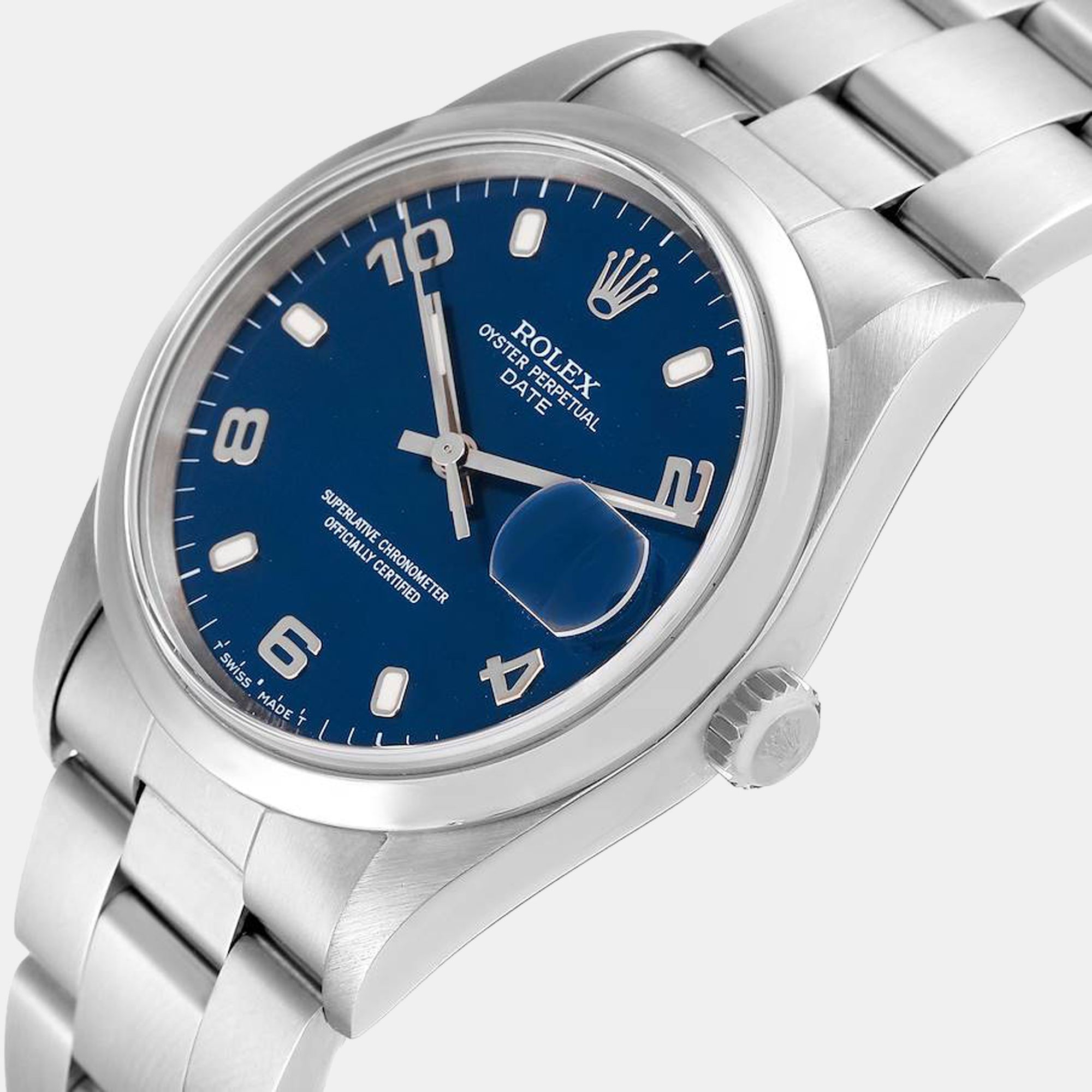 

Rolex Date Blue Dial Oyster Bracelet Steel Mens Watch 15200