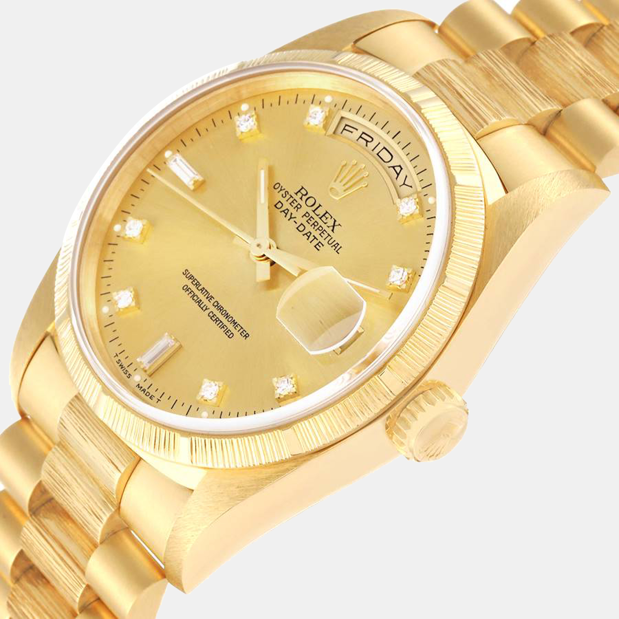 

Rolex President Day-Date Yellow Gold Diamond Mens Watch 18248
