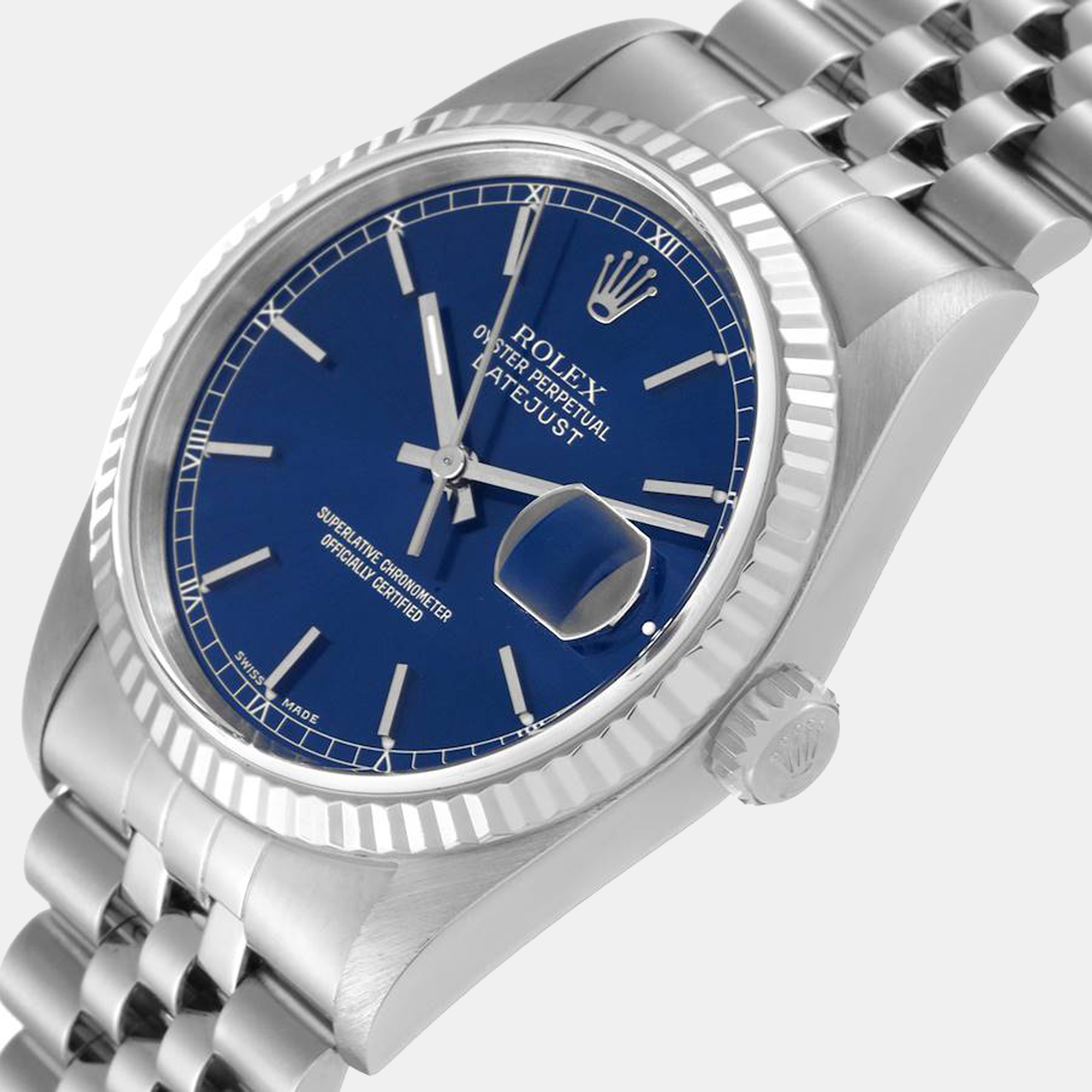 

Rolex Datejust Steel White Gold Blue Dial Mens Watch 16234