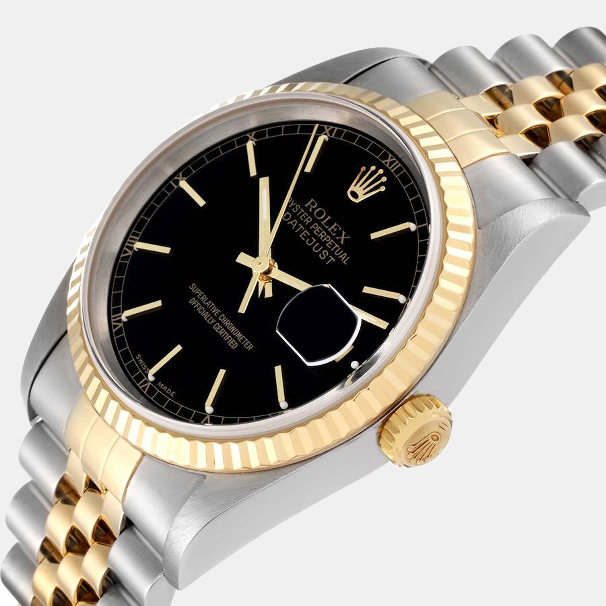 

Rolex Datejust Steel Yellow Gold Black Dial Steel Mens Watch 16233