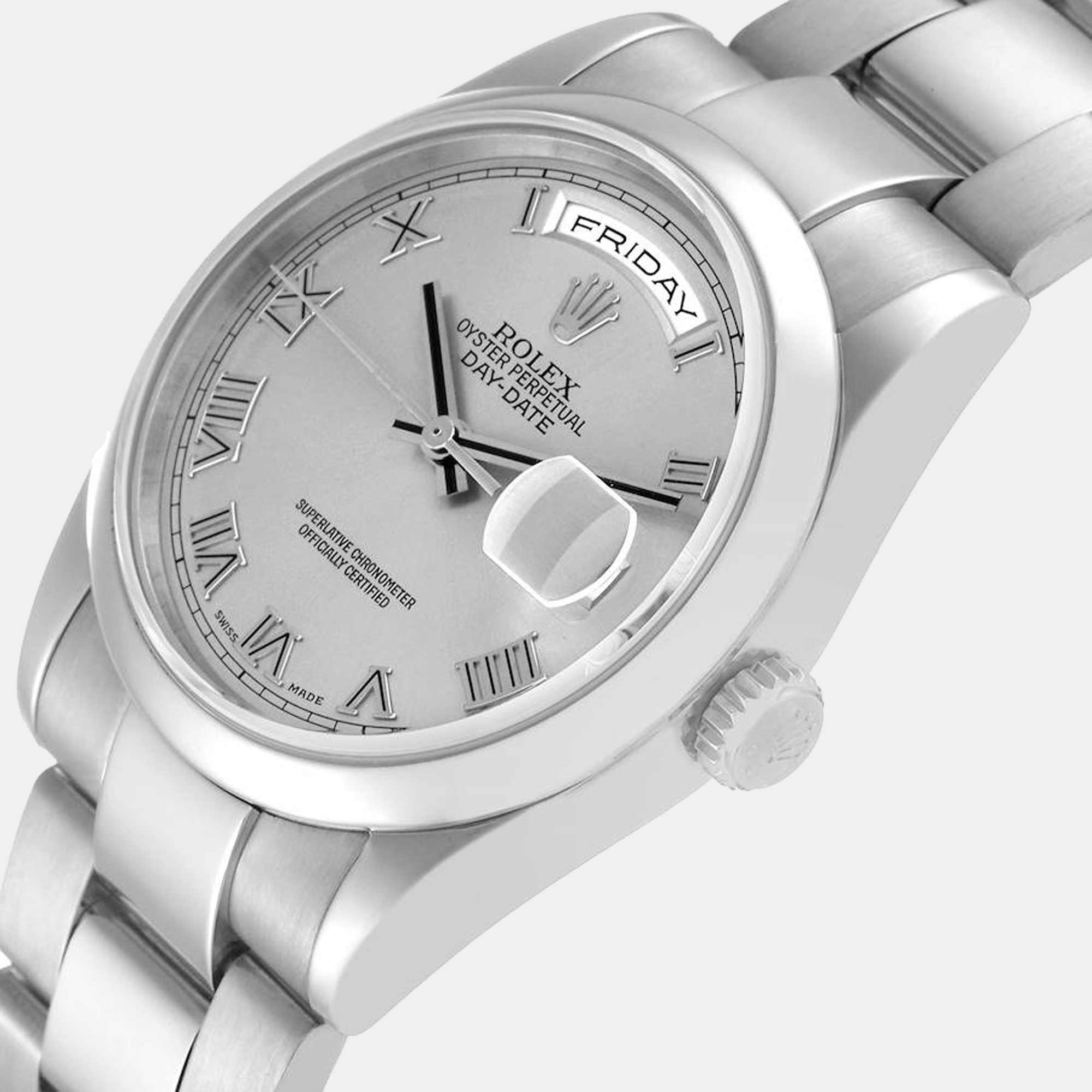 

Rolex President Day-Date White Gold Silver Dial Mens Watch 118209