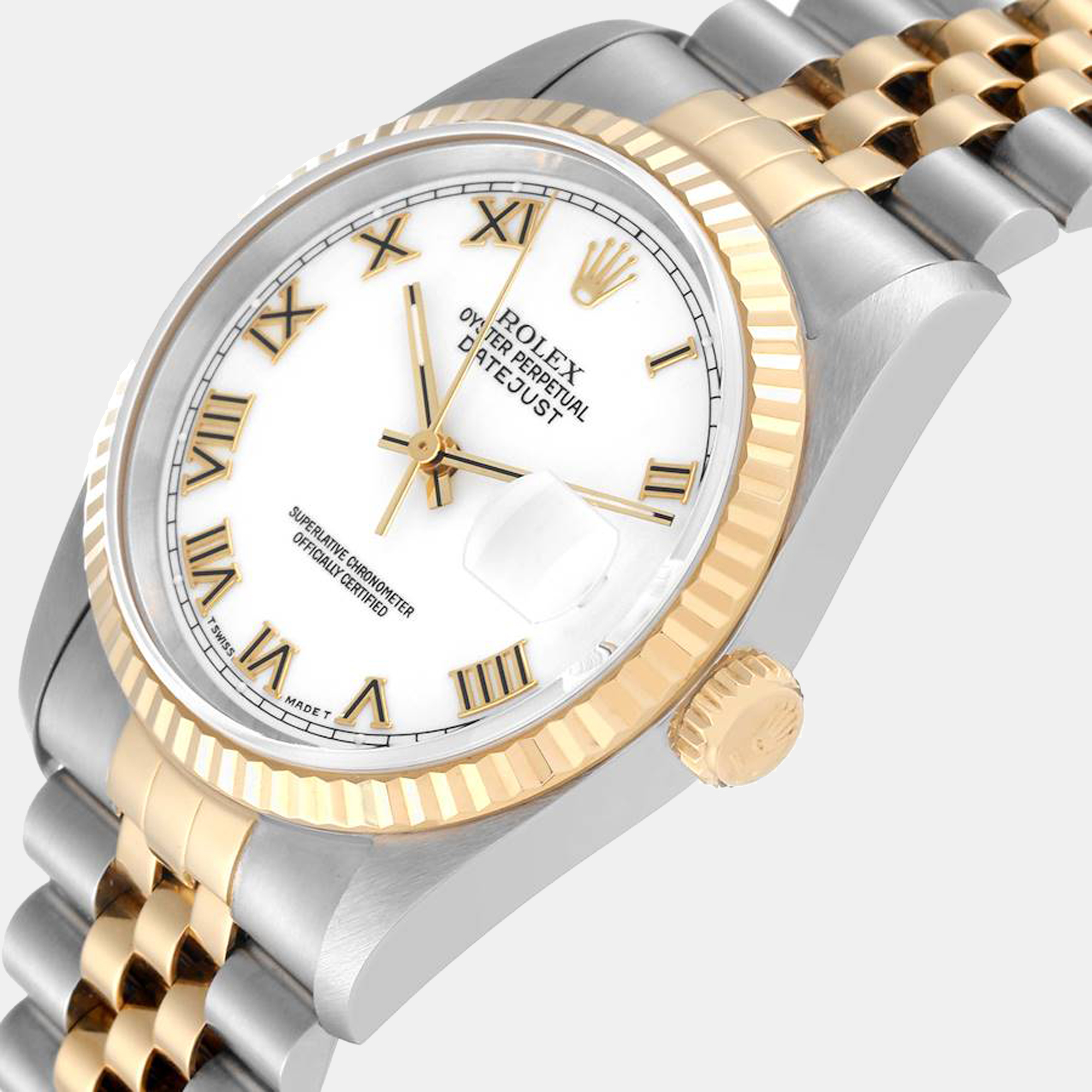 

Rolex Datejust Steel Yellow Gold White Dial Mens Watch 16233