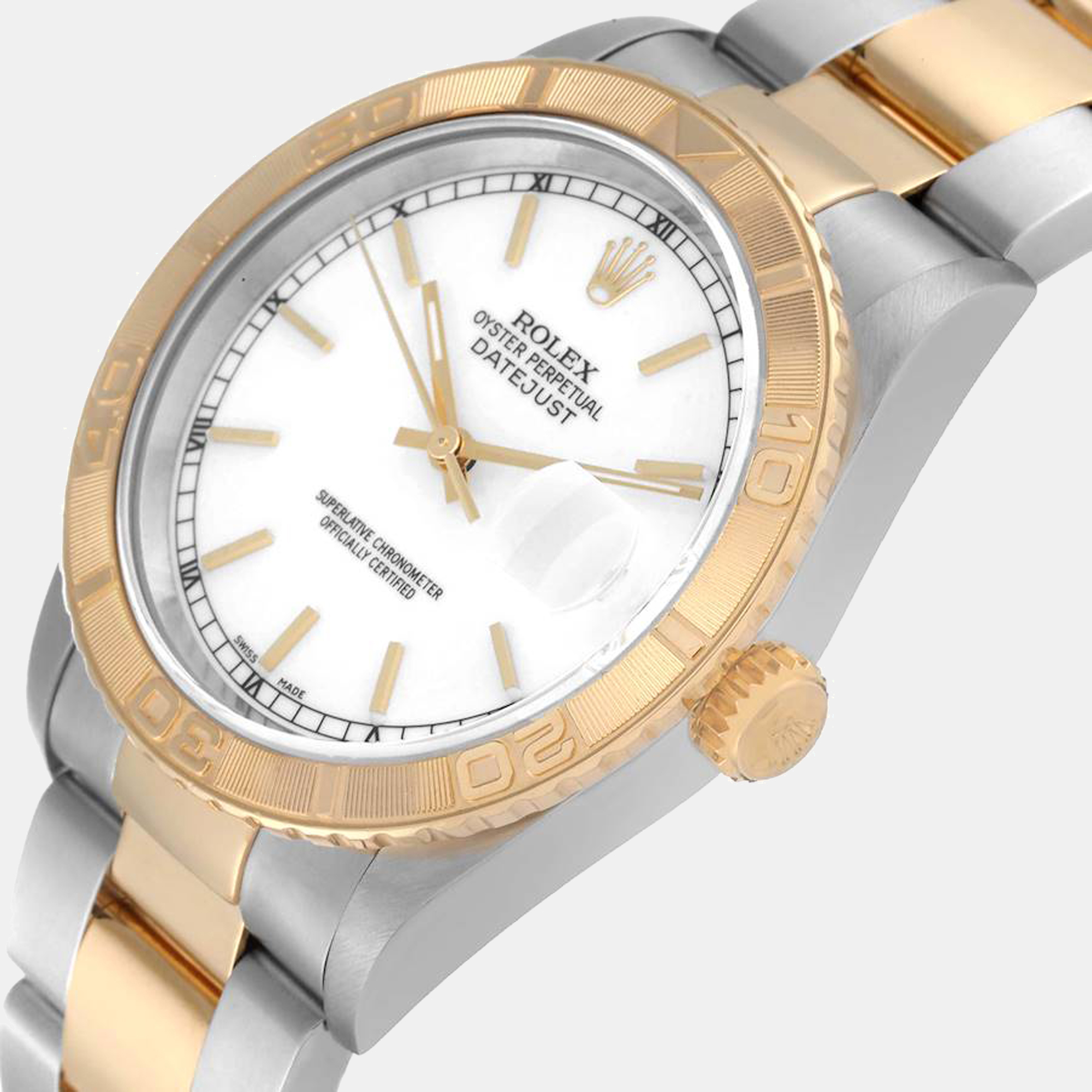 

Rolex Datejust Turnograph Steel Yellow Gold Mens Watch 16263, White