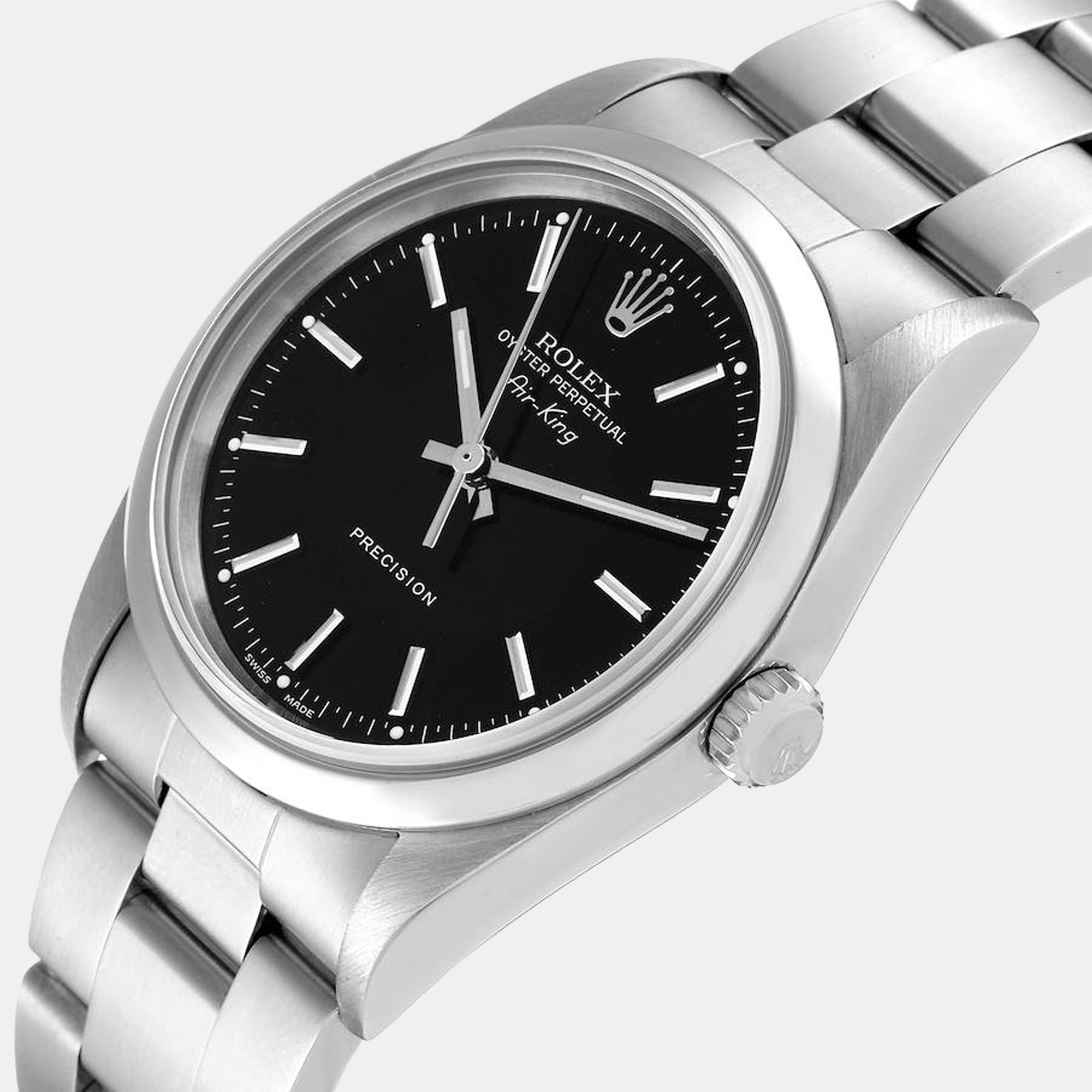 

Rolex Air King  Black Dial Smooth Bezel Steel Mens Watch 14000